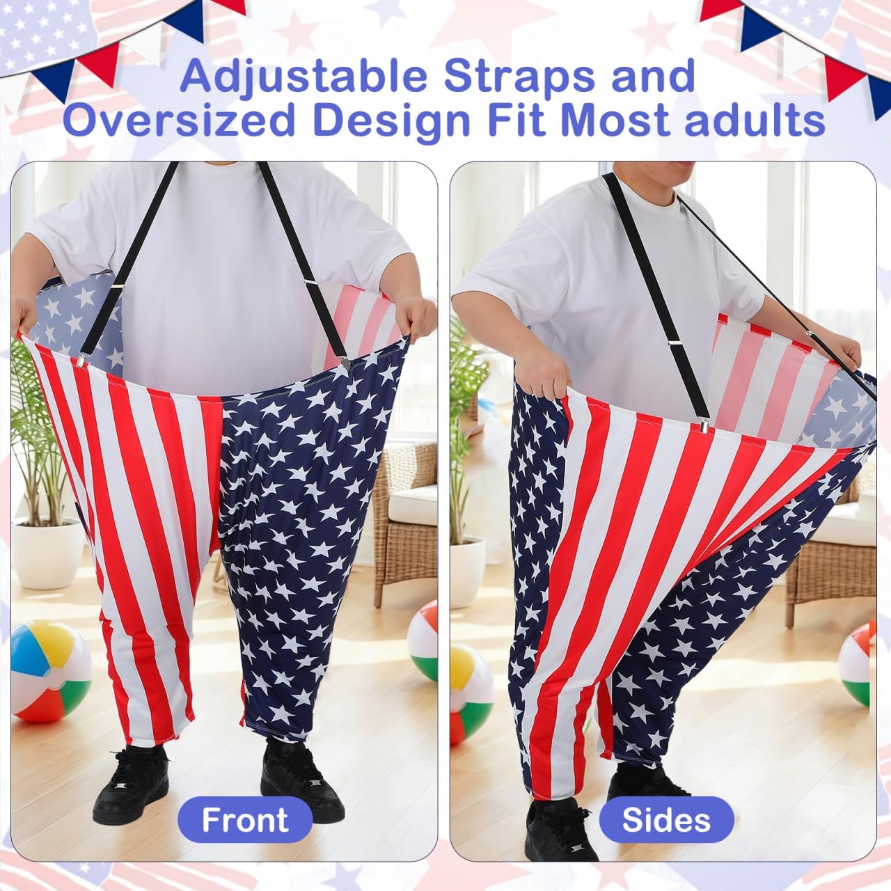 BESPORTBLE 4-Pack Granny Pants Yard Game with Adjustable Straps, Funny Outdoor Party Games for Adults and Family, Lawn Toss Set with 24 Balls, 2 Pumps & 4 Flags for BBQ Reunion Field Day