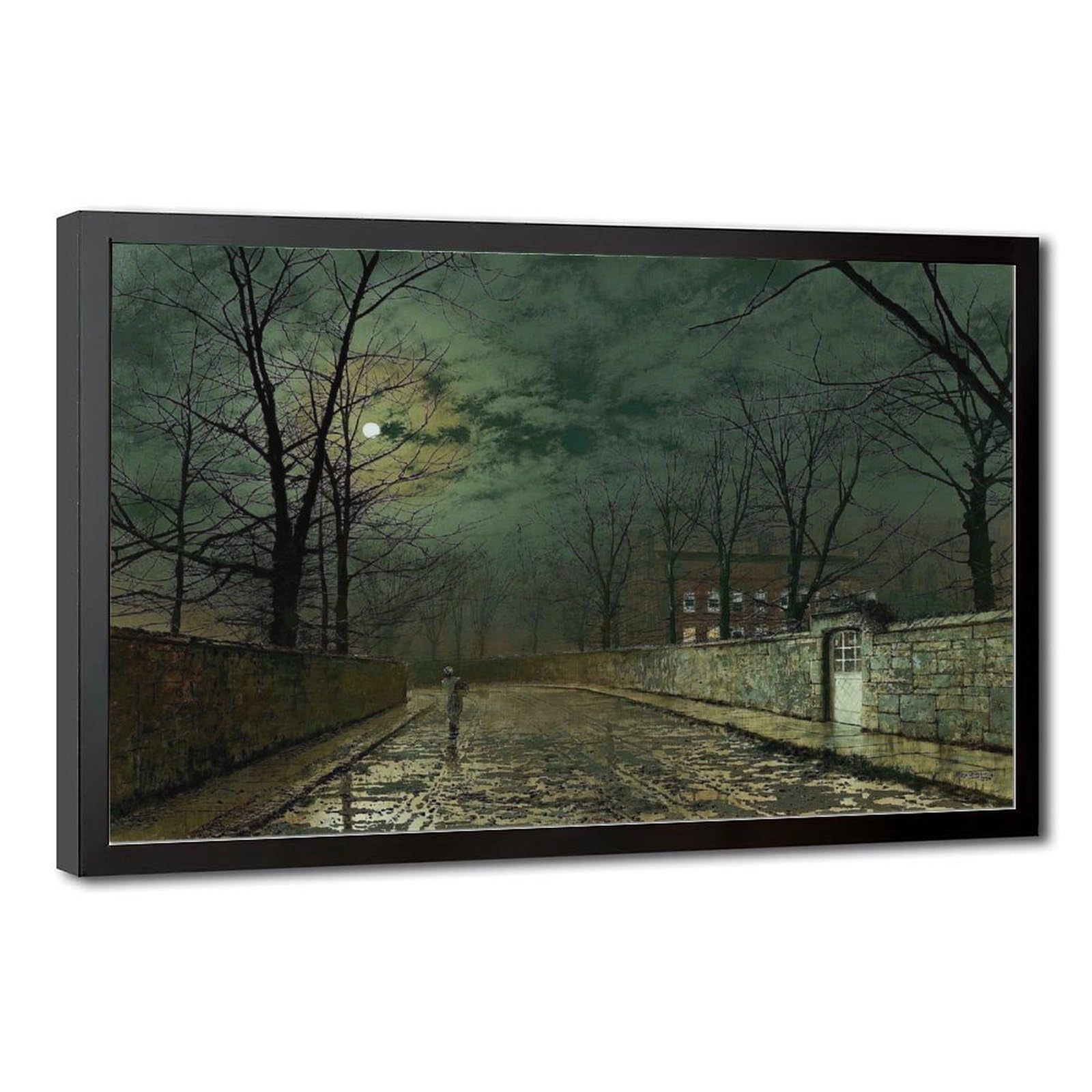 WCYB Stretched Canvas Moonlight After A Rain by John Atkinson Grimshaw Street Scenes Prints Posters Canvas Deco Paintings Wall Art For Office Hangable Fram