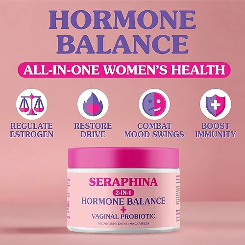 Miniatura 2 de Seraphina Probióticos vaginales 2 en 1 para mujeres + equilibrio hormonal 90 cápsulas de cuidado femenino completo, PMS y salud del tracto