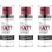 Catrice Oil-Control Matt Fixing Spray Transparent for Combination Skin Refreshing Fixing Long-Lasting Matte Pore Refining Matt Natural Vegan Pack of 3 3 x 50 ml