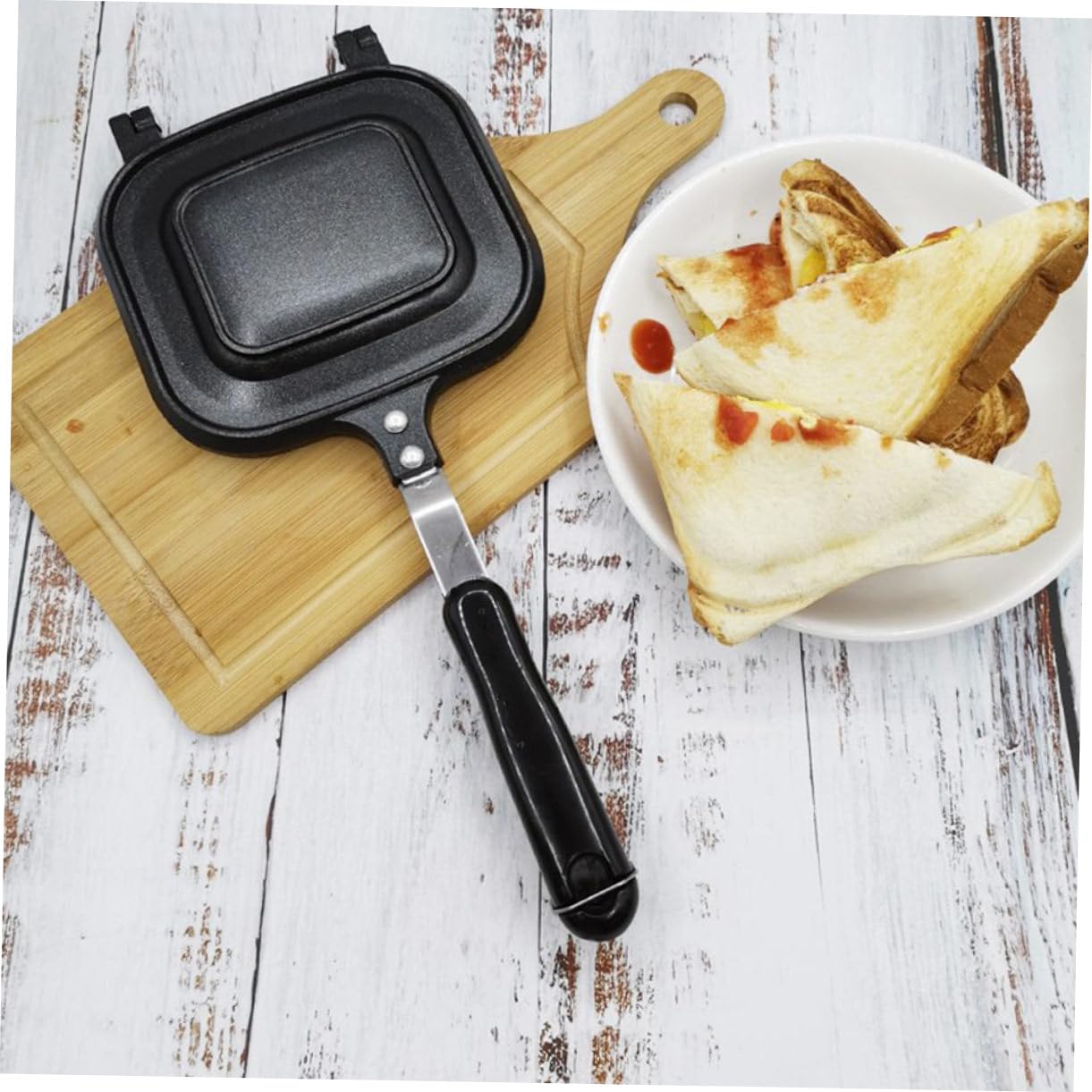 Doppelseitige Pfanne aus Aluminiumlegierung Grillpfanne und Pfannkuchenmacher mit Antihaftbeschichtung Schwarzes Modell für Gleichmäßiges Erhitzen und Loch zum Aufhängen