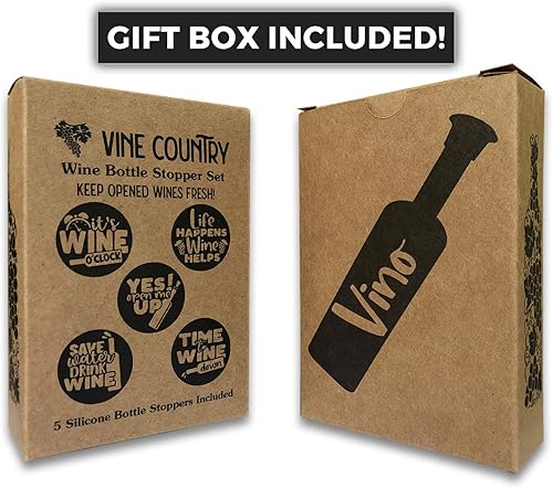 Miniatura 3 de Juego de 5 tapones de vino divertidos  Tapón de botella de vino de silicona con caja de regalo  Lindo regalo de vino de Navidad para amigos