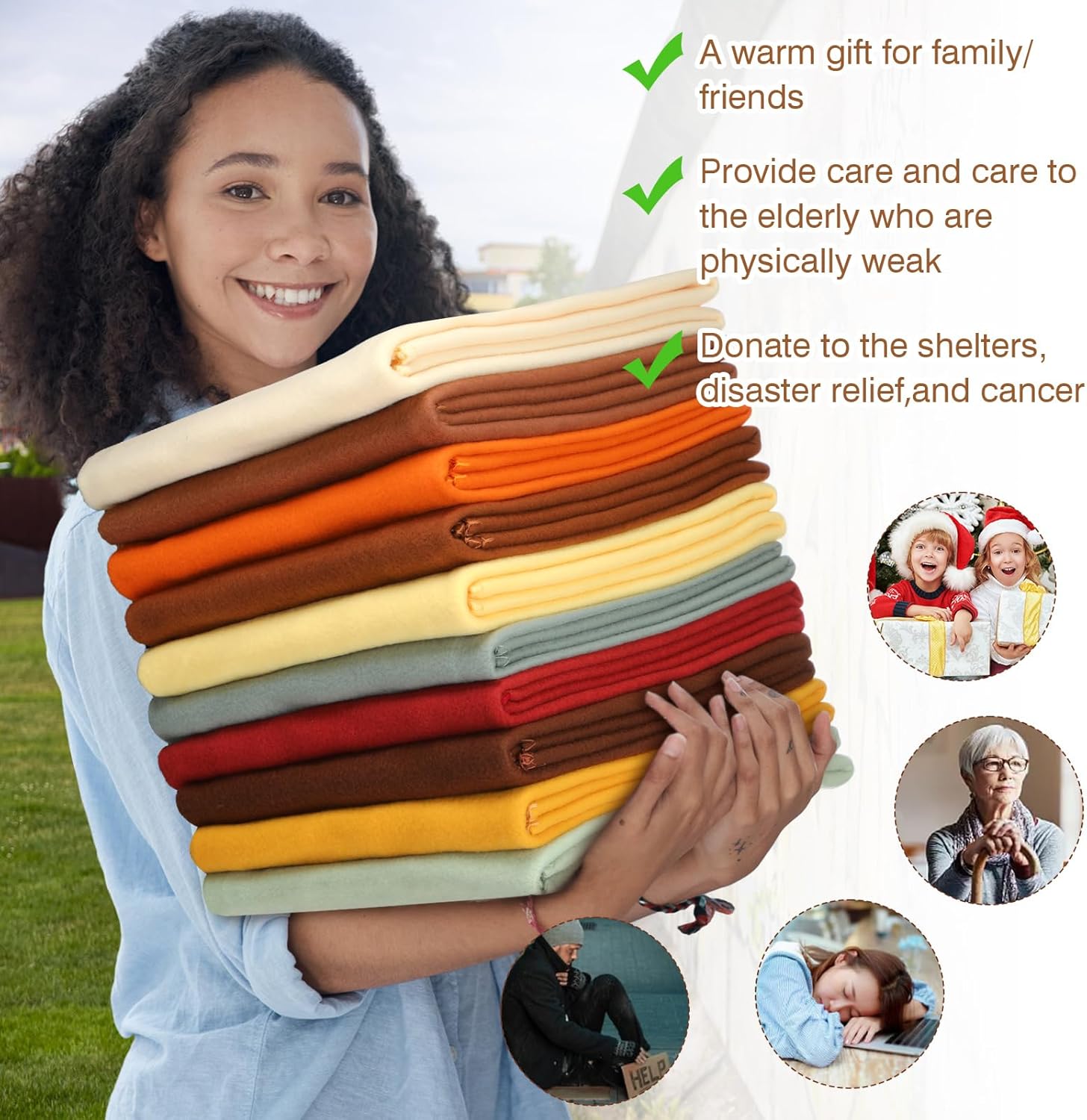 VitalCozy 100 Pack Fleece Throw Blankets Bulk 50 x 60 Inch Soft Plush Fluffy Cozy Blankets for Bed Sofa Home Office Wedding Gifts Operation Christmas Items Homeless Donation (Fall Color) - Image 3