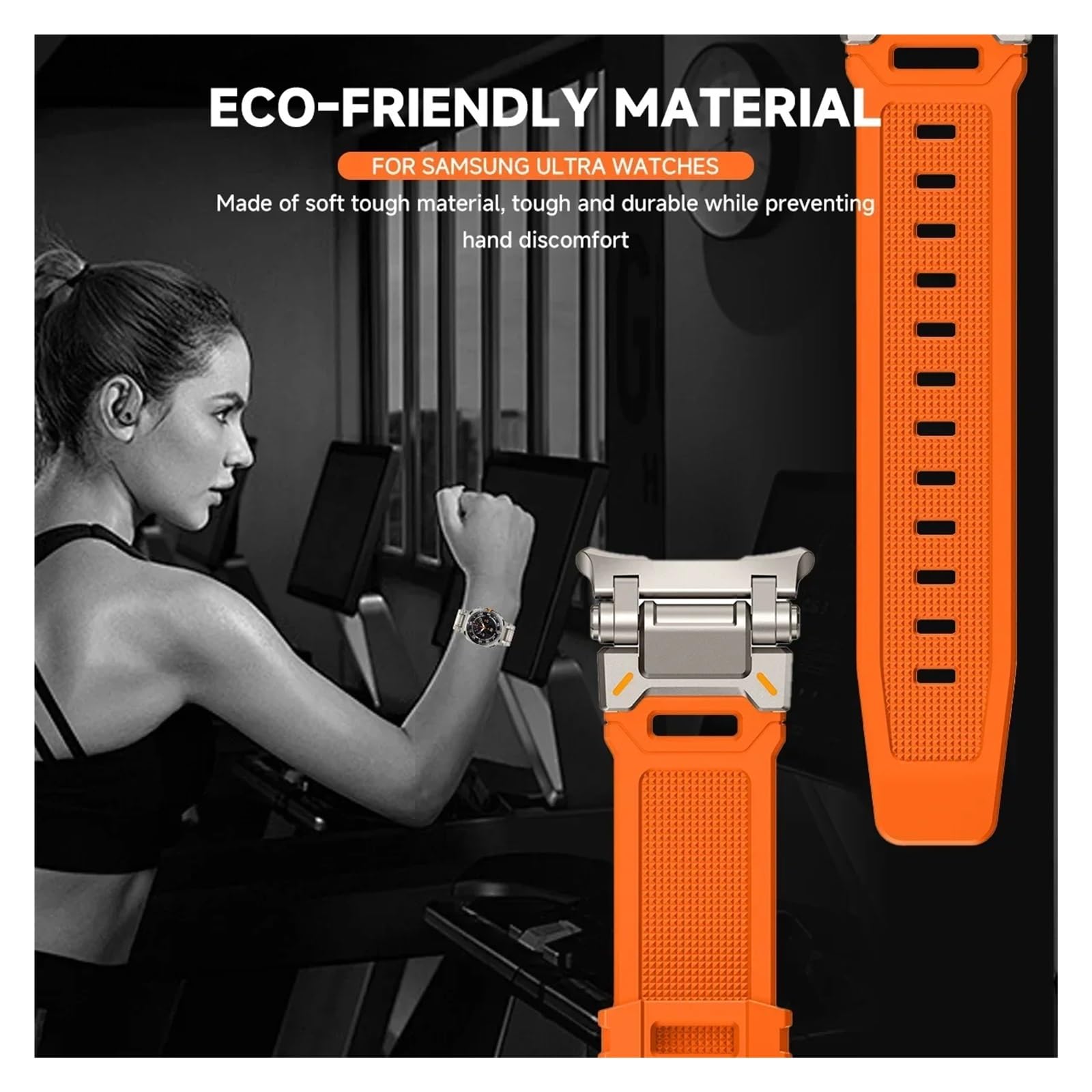 Caja de metal Correa de caucho fluorado para Samsung Galaxy Watch 7 Ultra 47 mm Funda protectora de metal Pulsera deportiva para Galaxy Ultra 47 mm Correas de reloj FKM