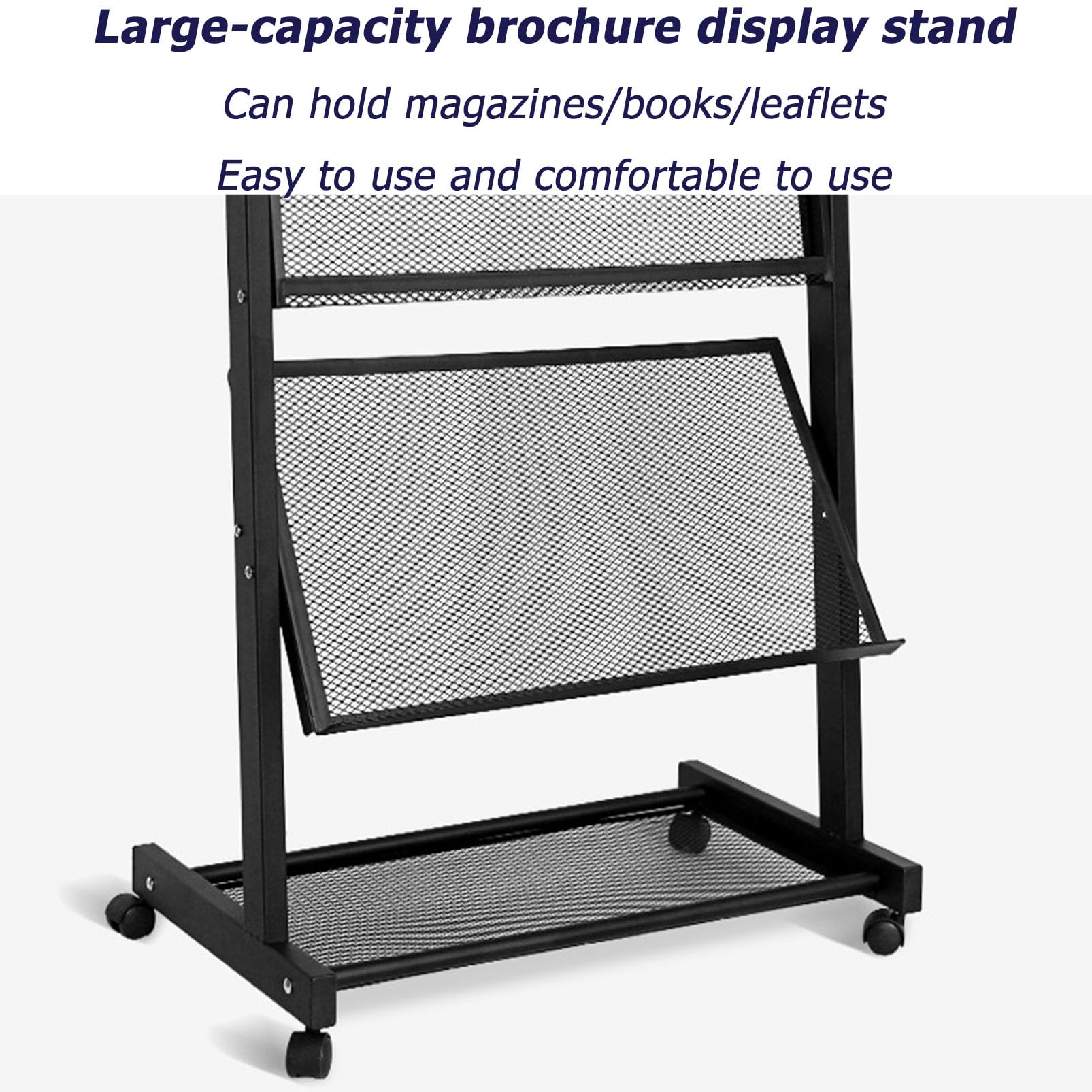Soporte reutilizable para letreros de pie con ruedas, estante de exhibición móvil para folletos y carteles, ideal para ferias, oficinas y tiendas minoristas
