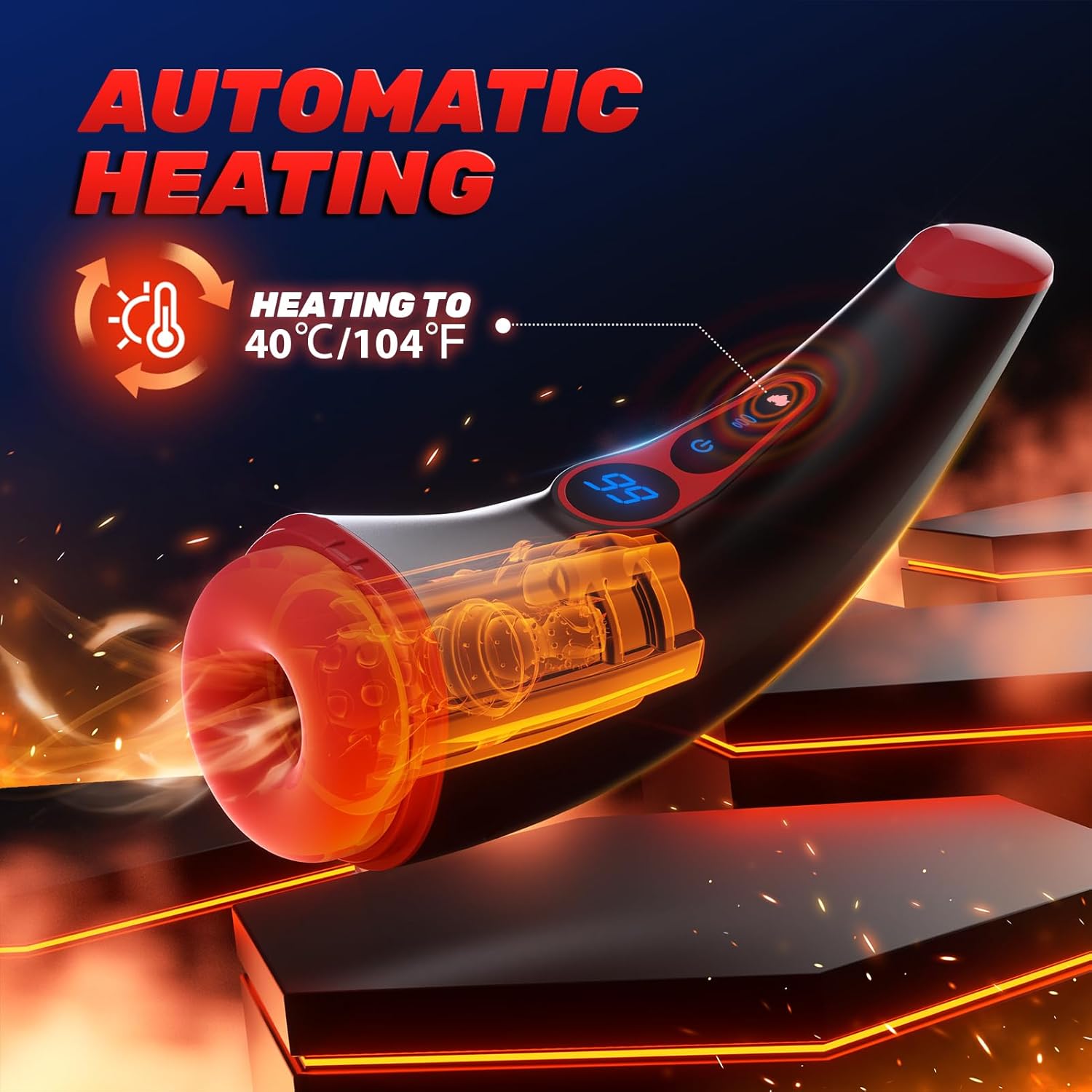 Sex Toys for Men Male Masturbator - APP Control Adult Toys Male Masturbators Penis Pump with 9 Sucking & 9 Vibrating, 3D Textured Sleeve Heating Blowjob Mens Sex Toy, LCD Display Pocket Pussy for Men Red&black