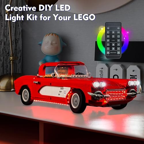 Miniatura 3 de Kit de luces LED para Lego Chevrolet Corvette 1961-10321, 2023, juego de iluminación de control remoto mejorado, accesorios compatibles con Lego