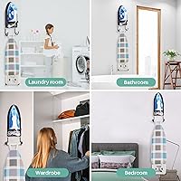 Vista 7 de Soporte de pared para tabla de planchar, colgador de hierro con estante para tabla de planchar, resistente al calor, soporte de pared para máximo 5