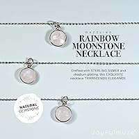 Vista 3 de Round Pendant Necklace, Natural Gemstones, Labradorite, Rainbow Moonstone, Crystal, Rose Quartz, Amethyst, Citrine, Sterling Silver, Handmade