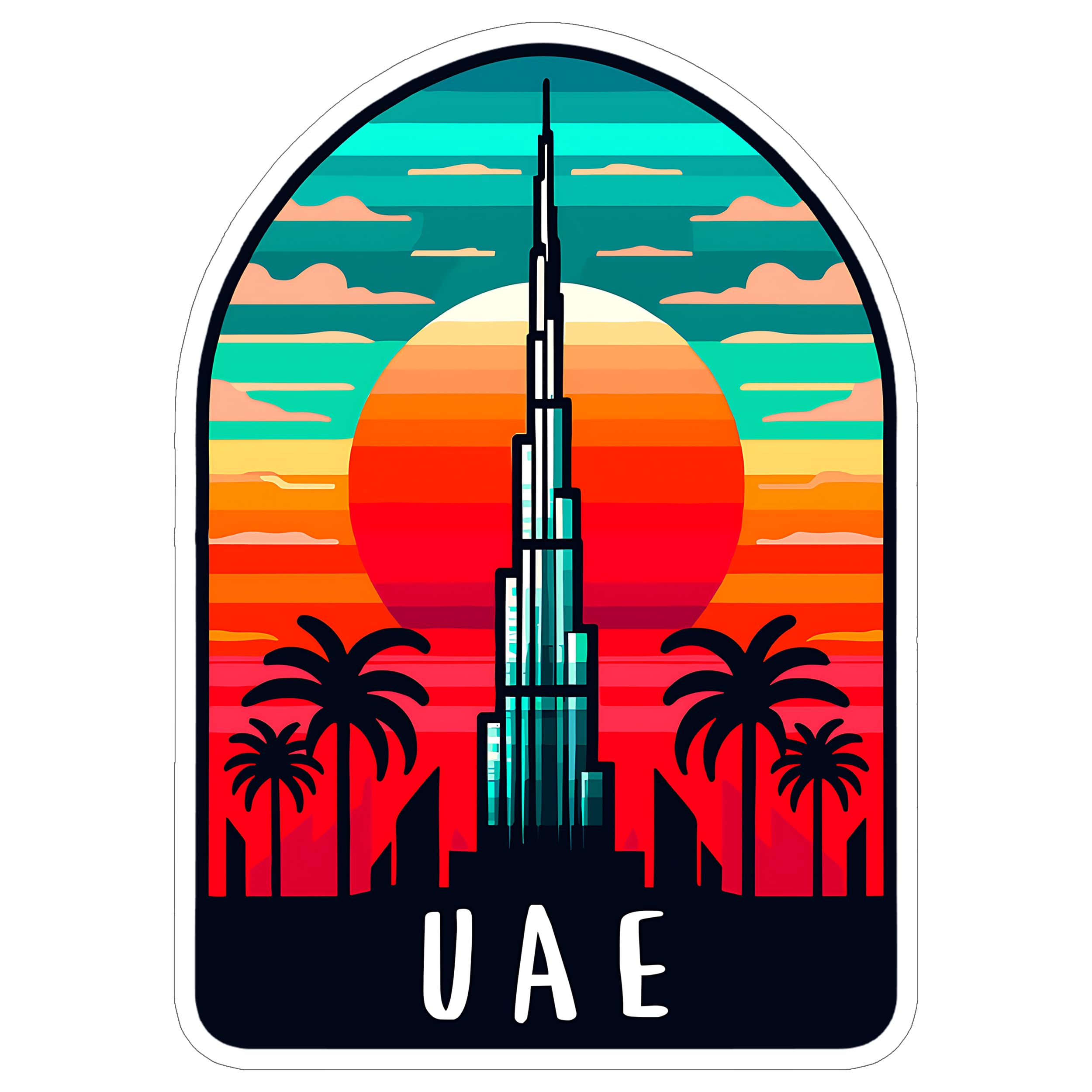 United Arab Emirates UAE Sticker 4 Inch City Travel Souvenir Destination - Waterproof Vinyl Decal for Laptop Water Bottle Car Tumbler - Durable Aesthetic Long-Lasting Stickers for Adults ID44990