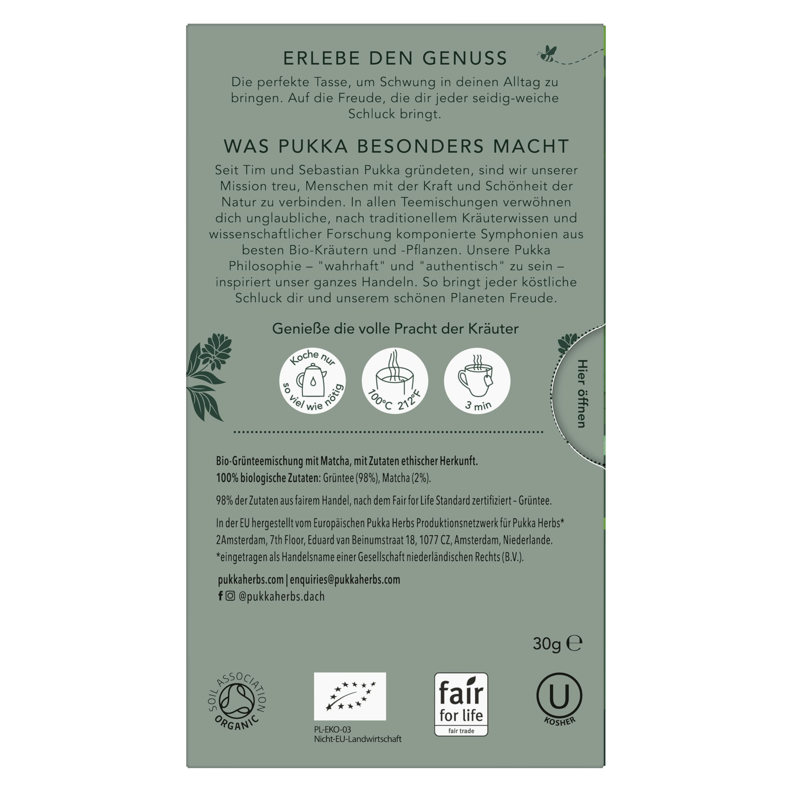 Pukka Supreme Matcha Green Organic Herbal Green Tea with Oothu Sencha Suio Gang 20 Count Pack of 3 — view 4