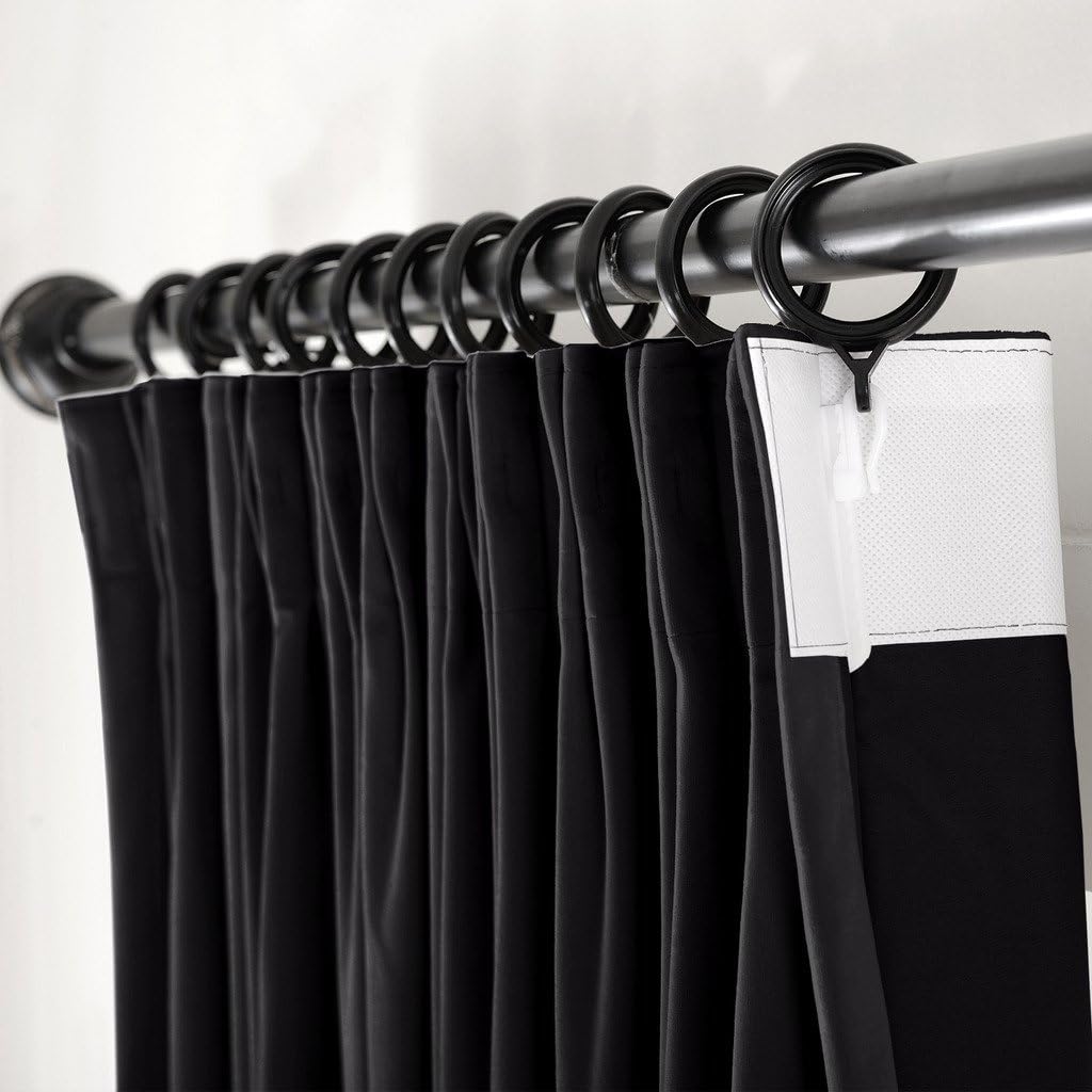 ChadMade Pinch Pleat 100W x 96L Room Darkening Lined Velvet Curtain Drapery Panel for Traverse Rod or Track, Living Room Bedroom Club Theater Patio Door (1 Panel), Black, Leon Collection