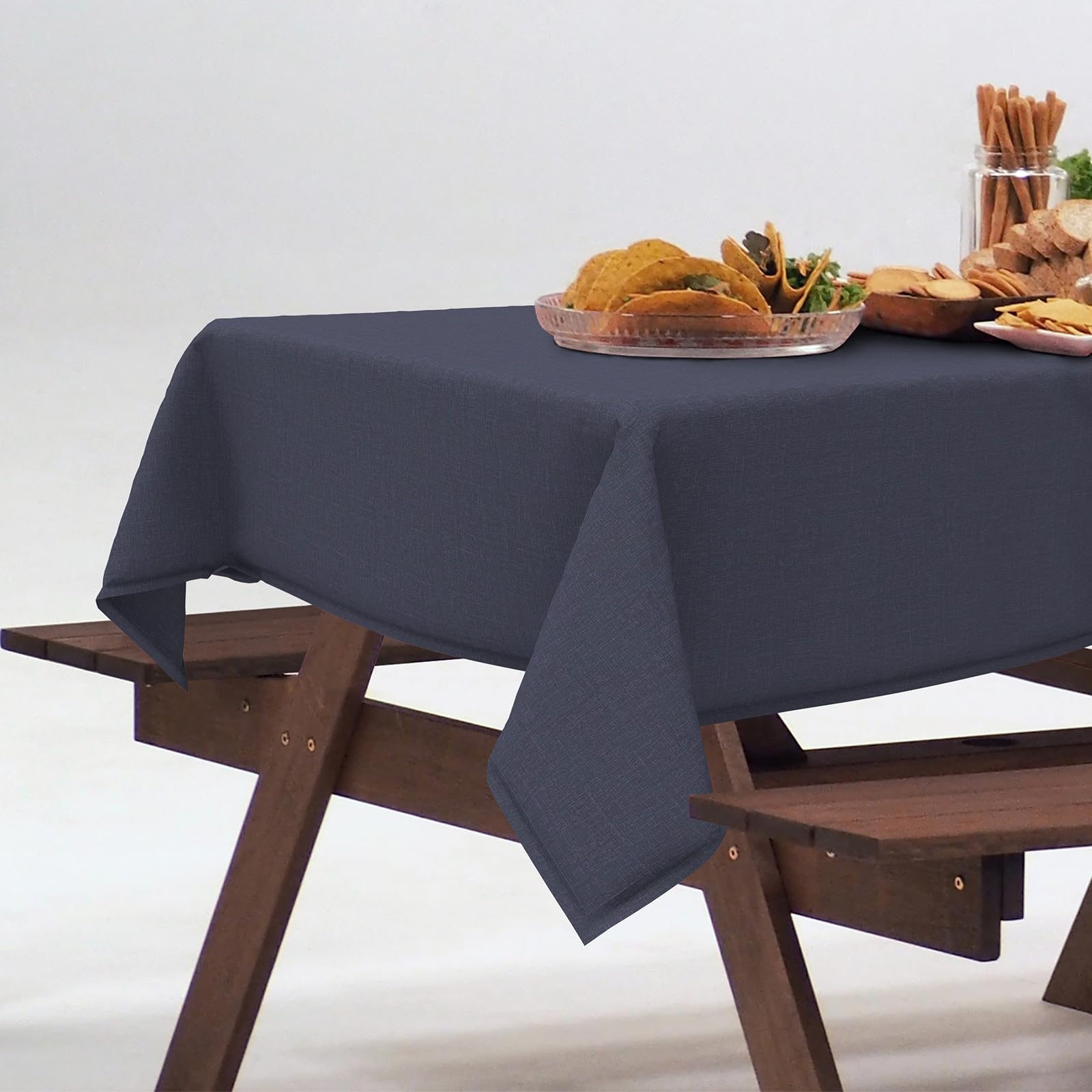 DYTXIII Outdoor Rectangle Tablecloth with Umbrella Hole and Zipper 84" x 60", Water Repellent Floral Picnic Cover, Fade & Wrinkle Resistant Tablecloth