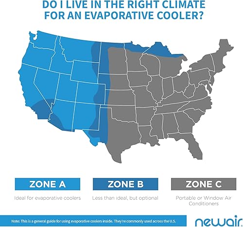 Miniatura 5 de NewAir AF-1000W ventilador portátil de torre para interiores con enfriador de aire evaporativo y humidificador rango eficaz de 300 pies cuadrados