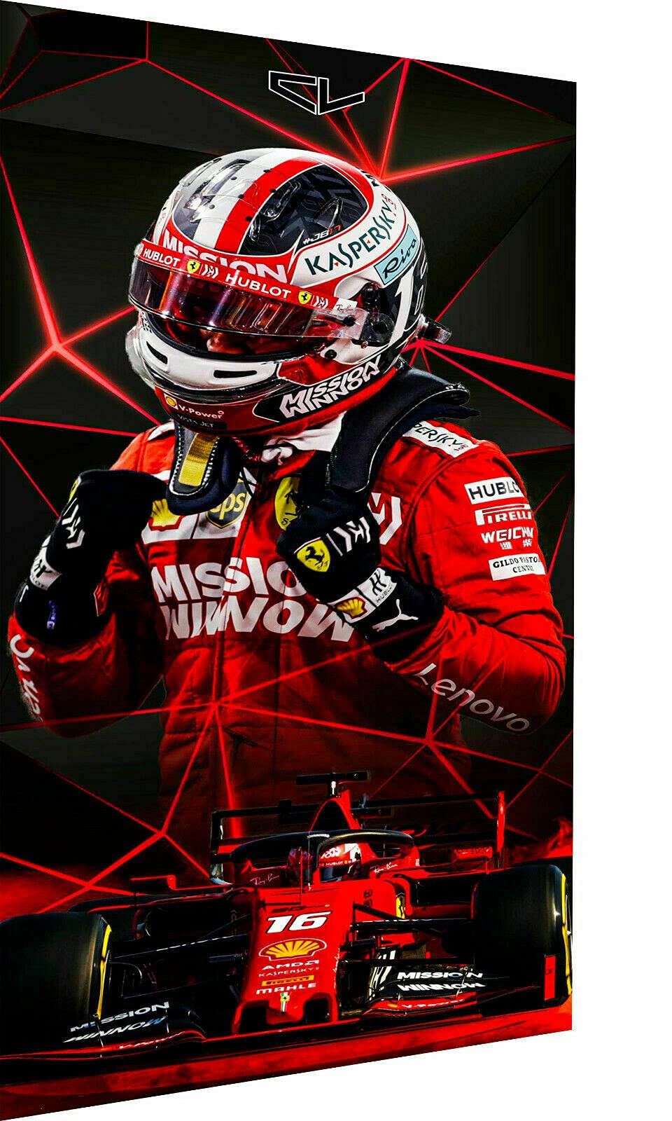 Magic Canvas Stampa Su Tela Ferrari Leclerc Formula 1, 60x30 Cm, Decorazione Murale Moderna, Prodotta In Germania - 4