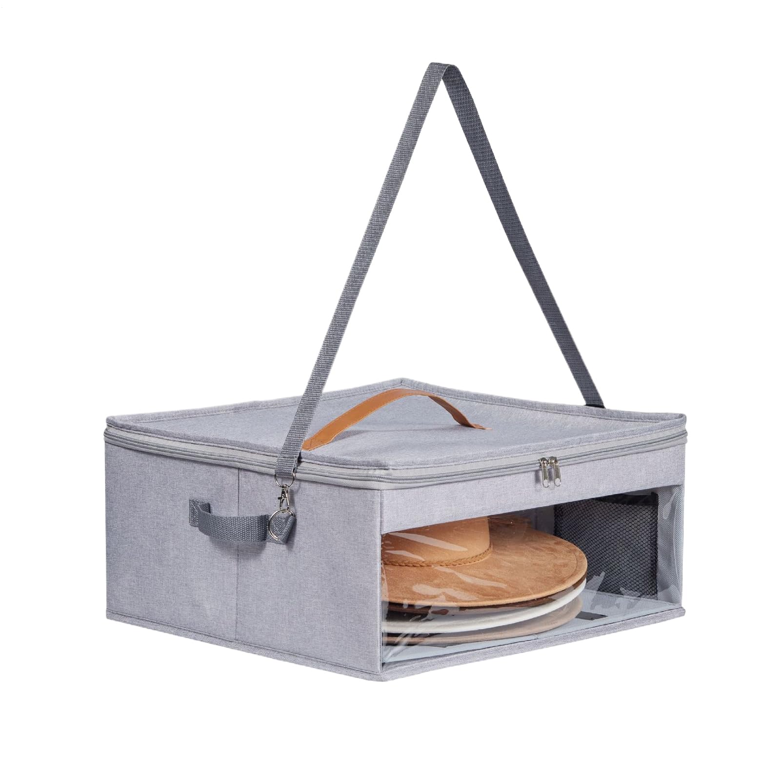 Cowboy Hat Storage Box | Large Capacity Travel Hat Case with Zippered Lid, Handles & PVC Window | Organizer Bag for Men, Women, Family & Friends