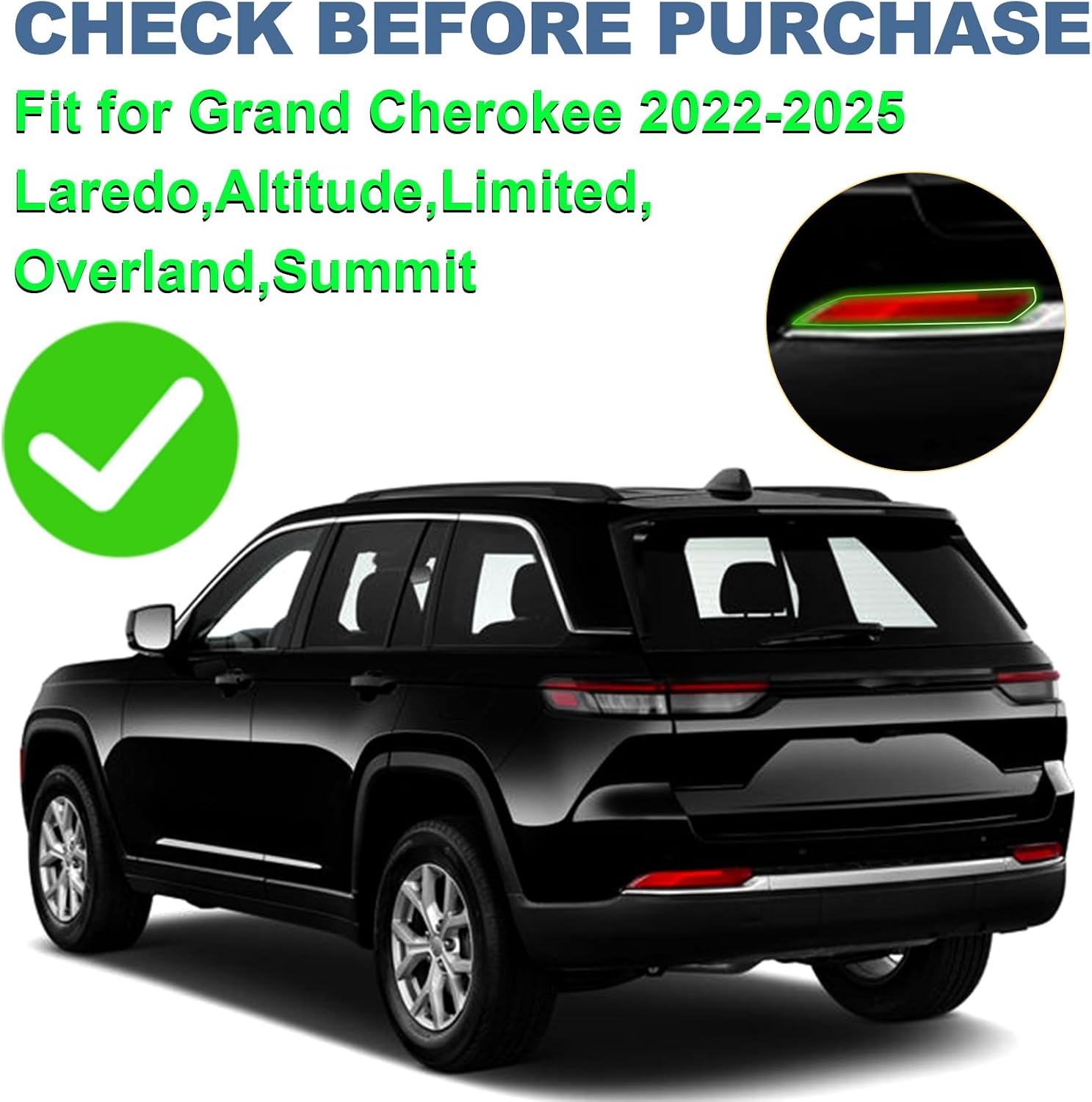 LED Rear Reflector Light for Jeep Grand Cherokee Accessories 2022-2025