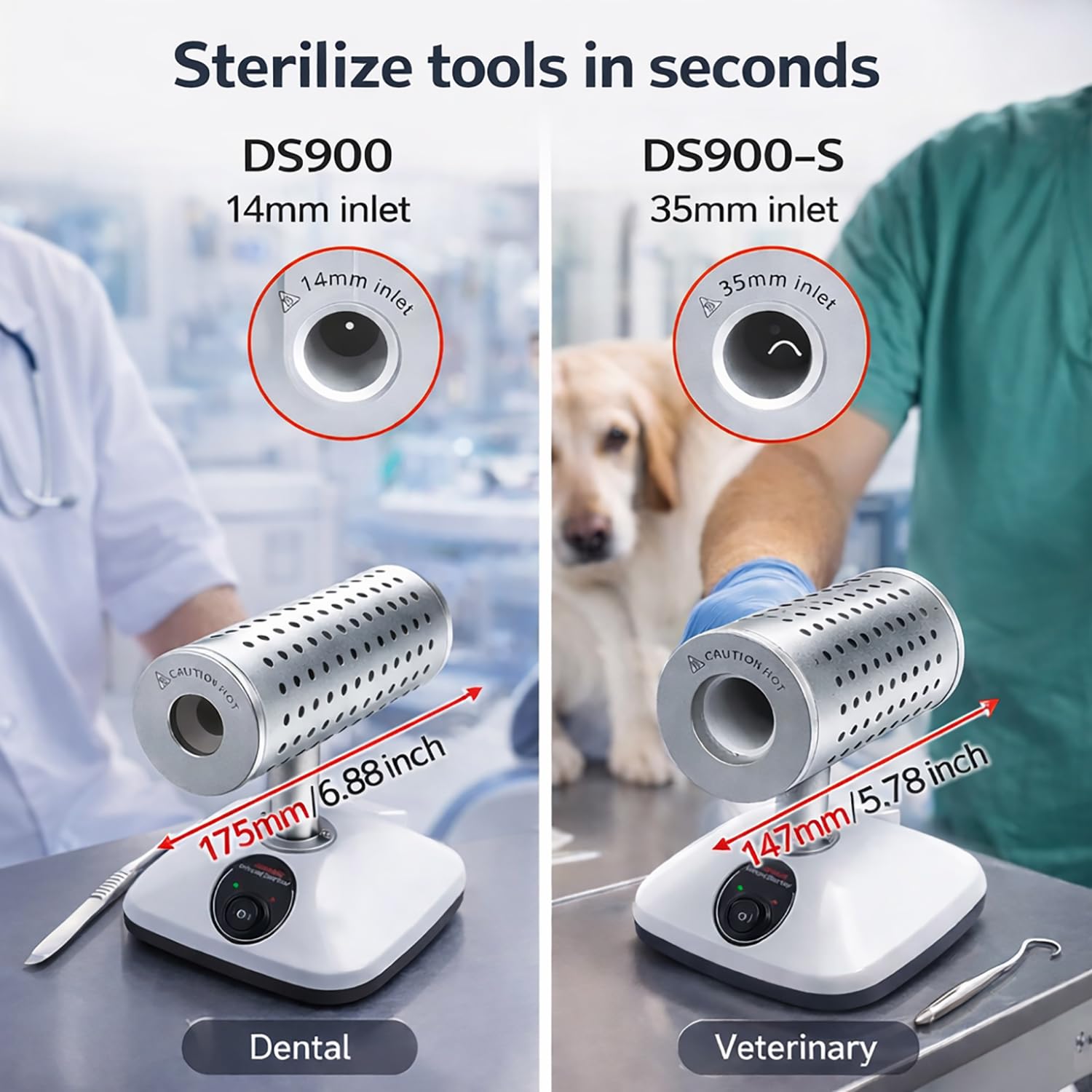Lab Infrared Sterilizer with 14/35mm Loop - 400°C/825°C Dual Temp