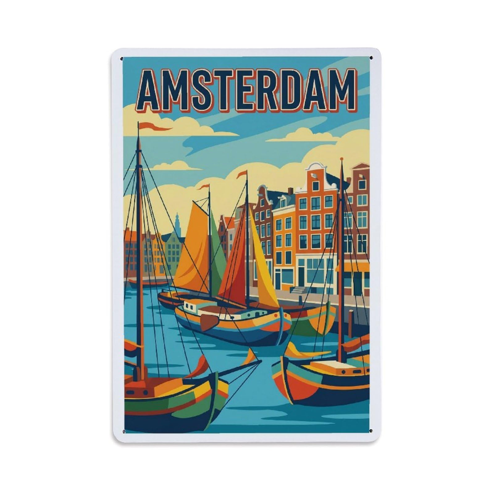 Vintage Travel Anchorage Netherlands Harbor（1） Metal Tin Sign Plaque Wall Decor for Cafe, Club Bar, Office, Home Garden Metal Poster 8x12Inch