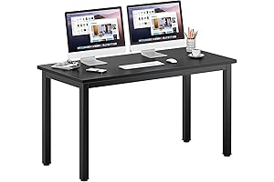 DlandHome Large Computer Desk, Black X-Large Table for Home Office