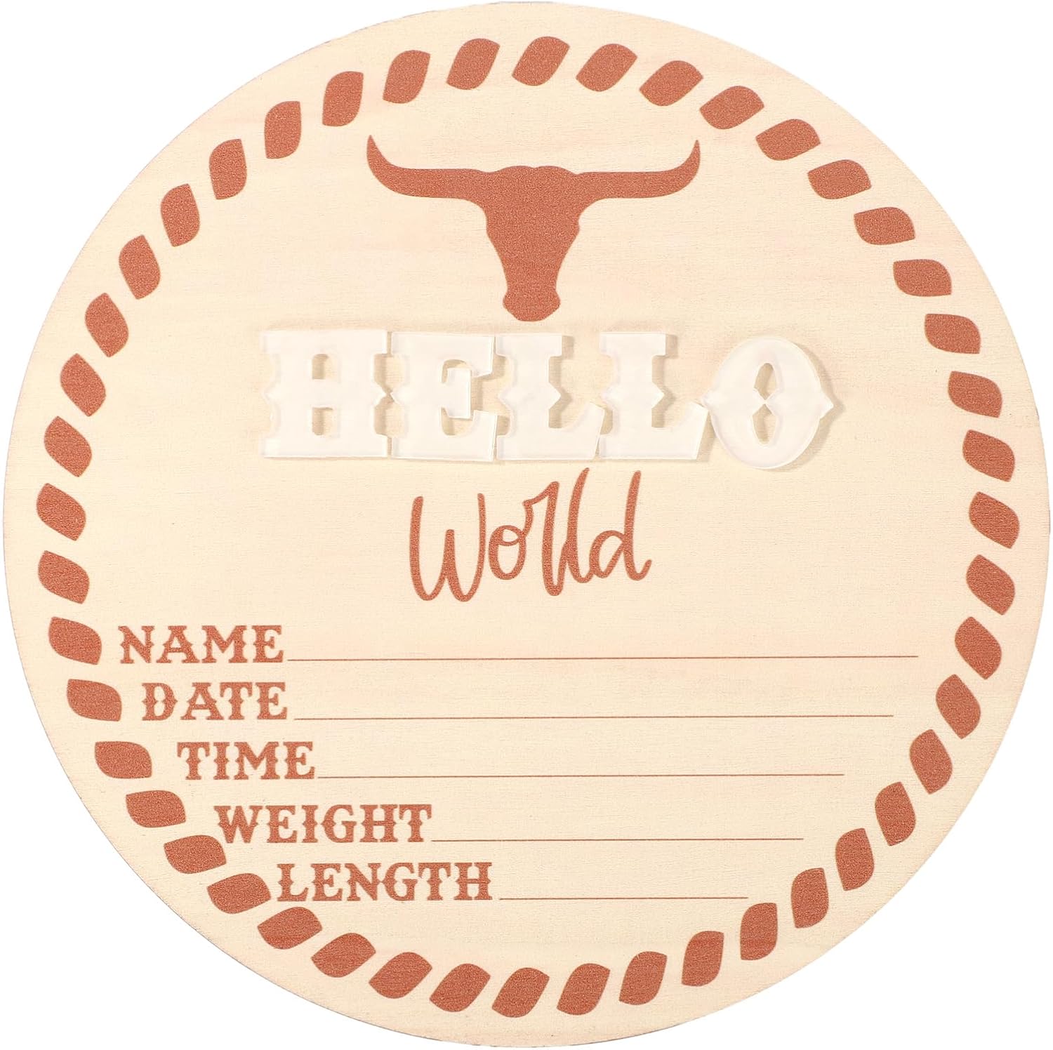 Baby Announcement Sign, 6.5in Wooden Newborn Announcement Board Hello World Baby Birth Stats Sign Welcome Boy Girl Birth and Shower Decor for Nursery (Style 1)