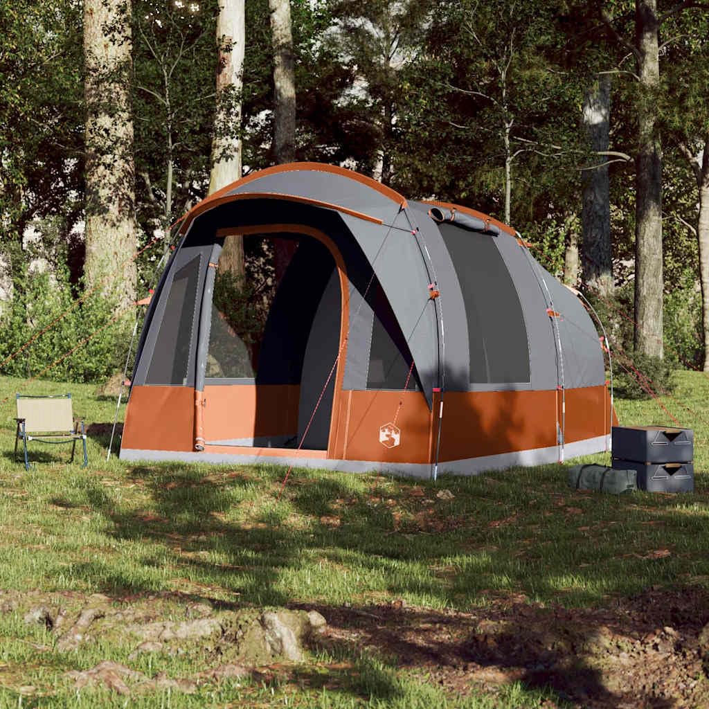 Tente Tunnel Camping 3 Personnes Gris Orange imperméable avec Double Toit, spacieuse ventilée pour randonnée et Voyage, Facile à Monter, résistante au Vent aux Insectes, 400x260x205 8. 7 kg
