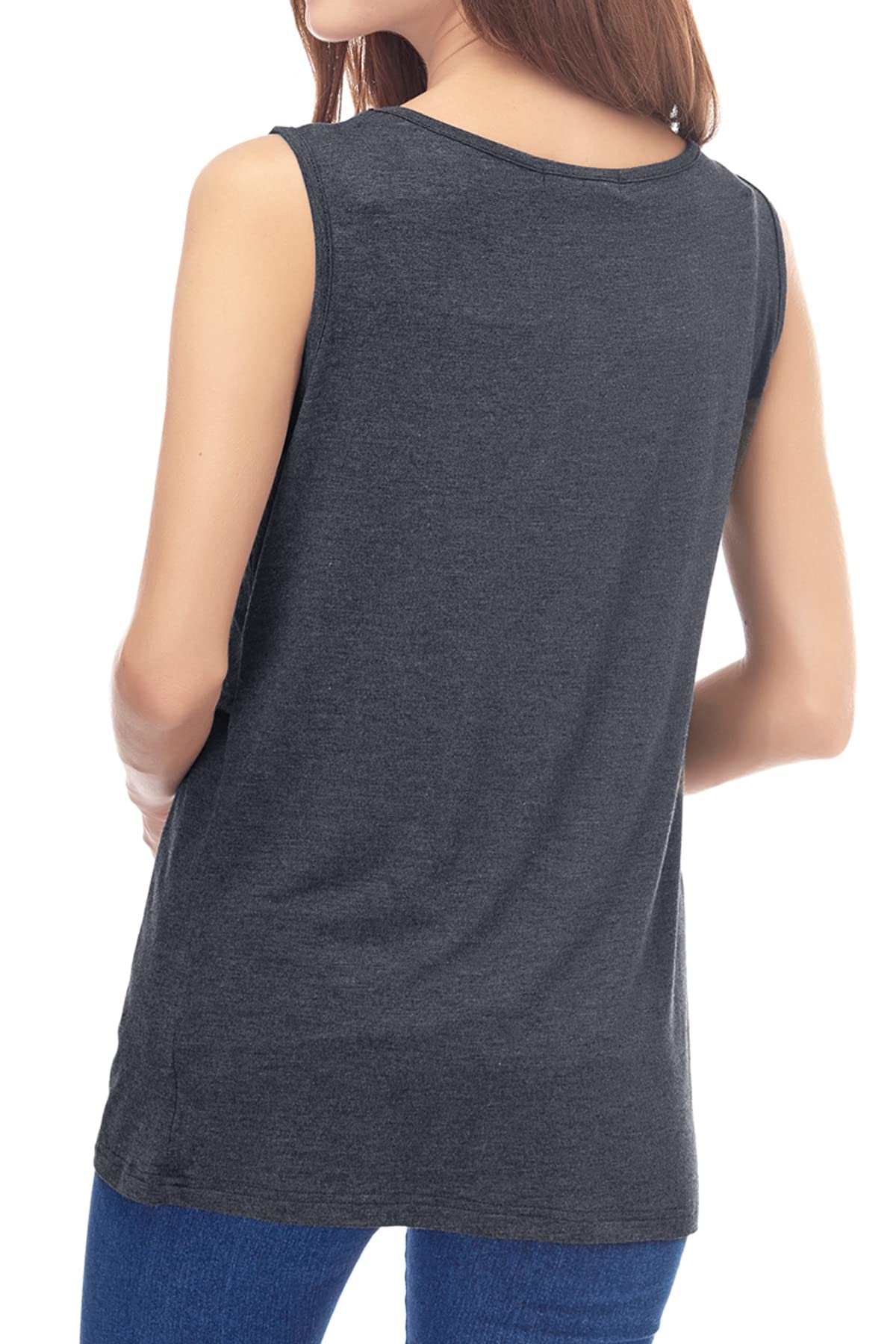 Smallshow Canottiere per Donna maternità Infermieristica Senza Maniche Top Canotta Allattamento in 3 Pezzi Army Green-Deep Grey-White Stripe S