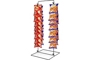 Black Rack Display Stand with 26 Clips for Superior Chip Bag Organization