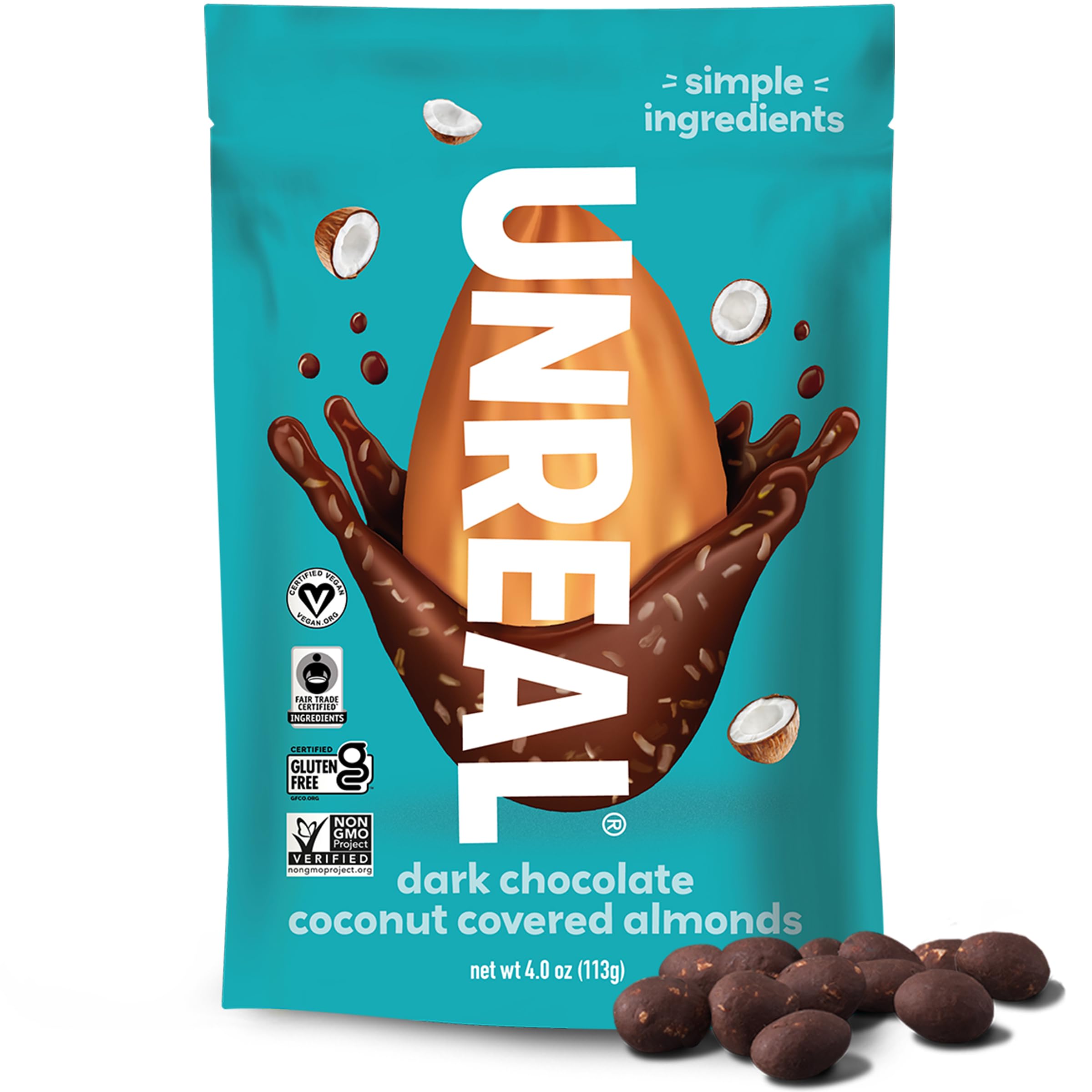 UNREALDark Chocolate Coconut Covered Almond, 4 OZ