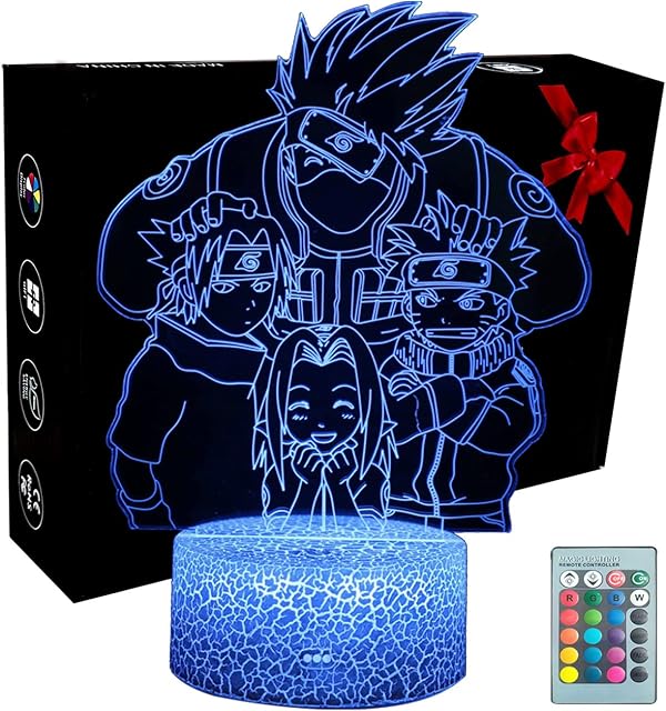 Yelyung Anime 3D Naruto Led Illusion Lamp,Babe Sleeping Lamp,Bedside Table Illuminating Kids Lamp 16 Colour Changing Night Light Decoration Arts Desk LampsFor Kids Christmas Birthday Gifts