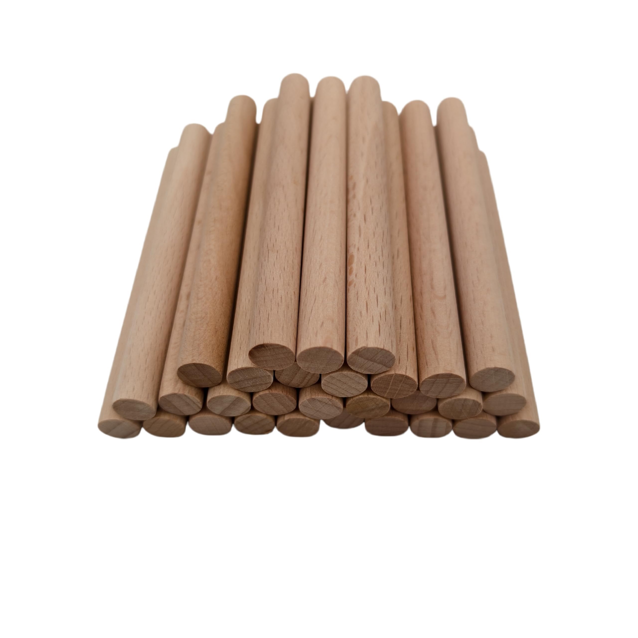 Beech Wooden Dowel Rod, 30PCS Unfinished Round Wood Sticks, Precut Hardwood Rods for Craft DIY, Wands, Flags and Home Decor (10 * 1CM)