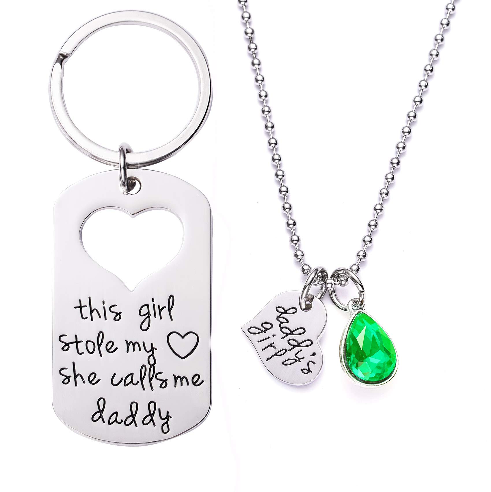 LParkin This Girl Stole My Heart Father Daughter Matching Necklace Keychain Set Dad Gifts From Daughter