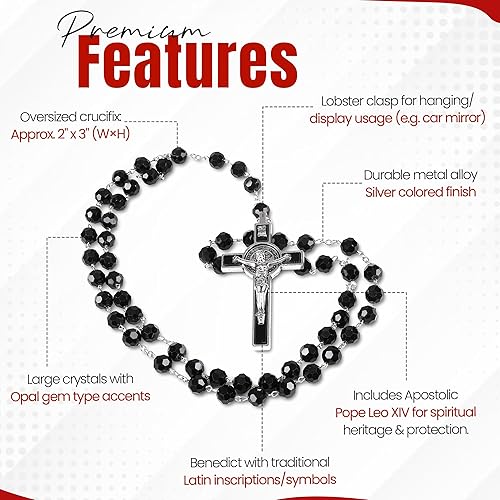Miniatura 3 de Rosario italiano con bendición apostólica del Papa León XIV  Collar católico de cuentas grandes para espejo de coche, Primera Comunión, regalo de