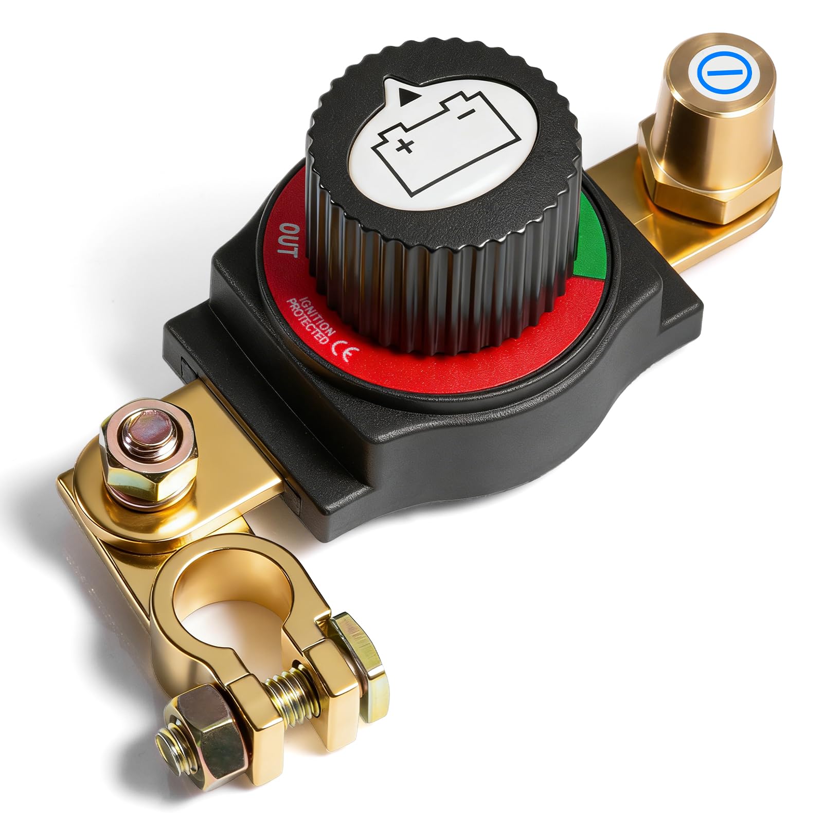 Desconectador de Bateria Coche 12V-48V, Cortacorrientes Coche Ajustable 180°, Interruptor Principal de Batería, Corta Corriente Bateria para Coche, Moto, Barco, Yate, Apto para el terminal negativo - 2
