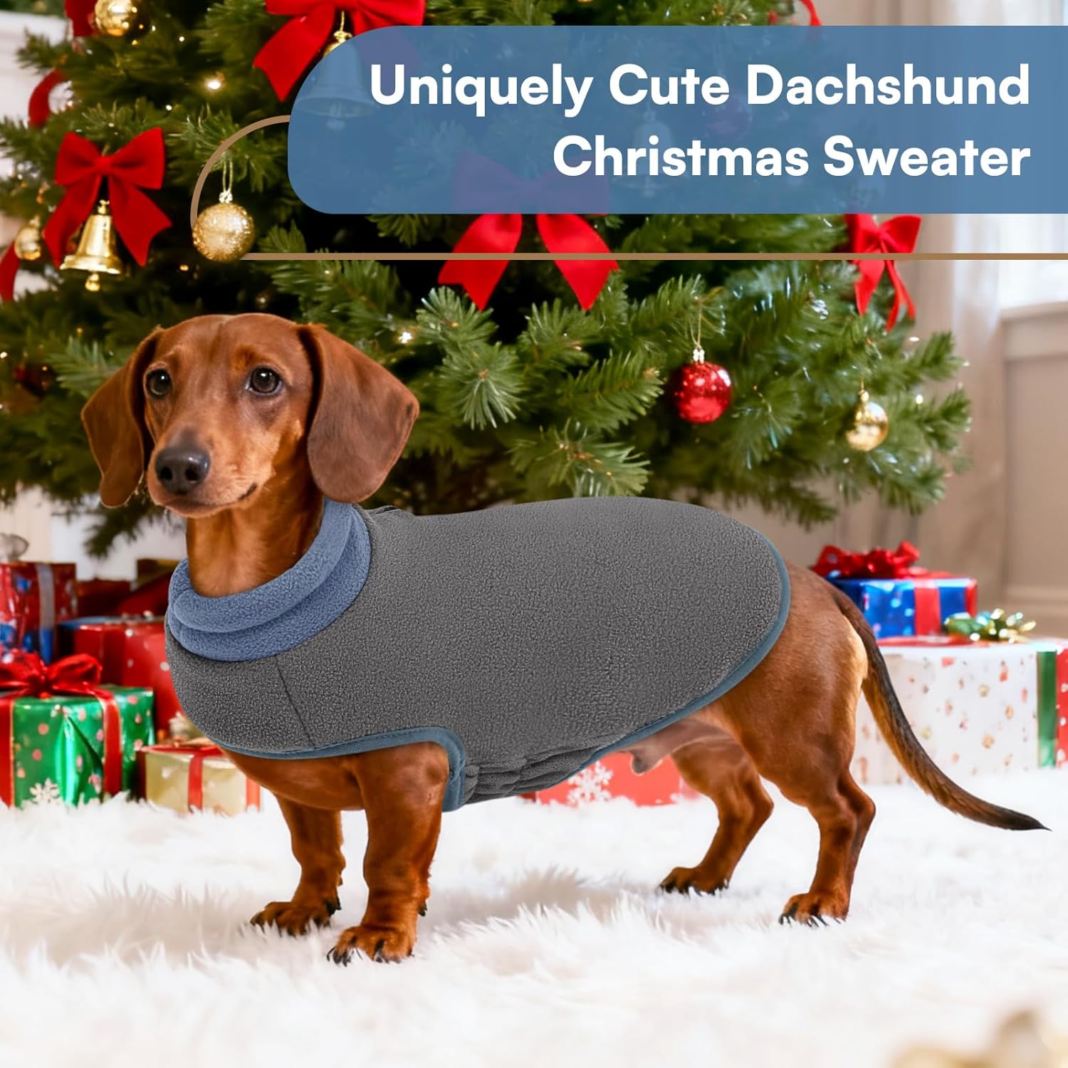 Queenmore Dog Sweater,Soft Fleece Vest Pullover Dogs Jacket with Elastic Stretchable,Warm Winter Dog Coats Cold Weather Doggy Dachshund Sweaters for Small Dogs Cats Boy or Girl (Grey, XS)