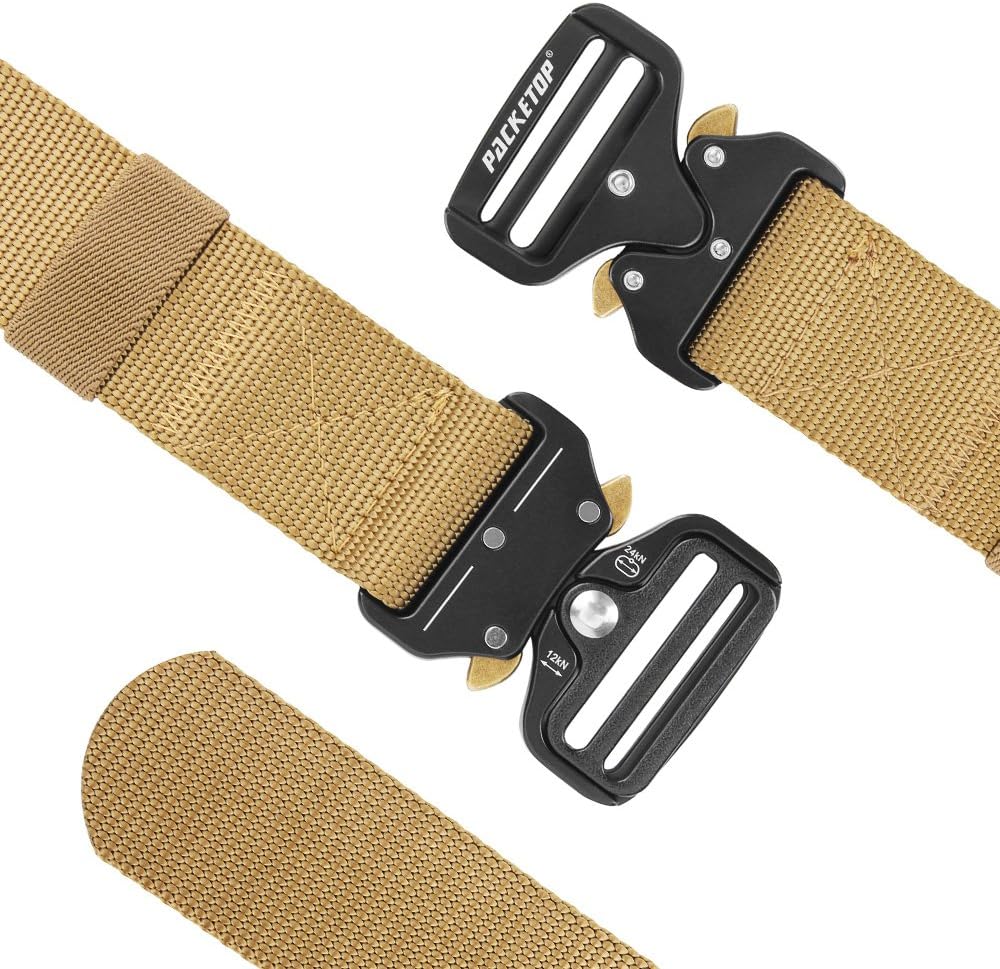 Packetop Tactical Belt Nylon Belt for Men - Gun Belts for Concealed Carry - Heavy Duty Webbing Belt Adjustable Military Style Belt - Battle Belt Shooter Belt EDC Belt