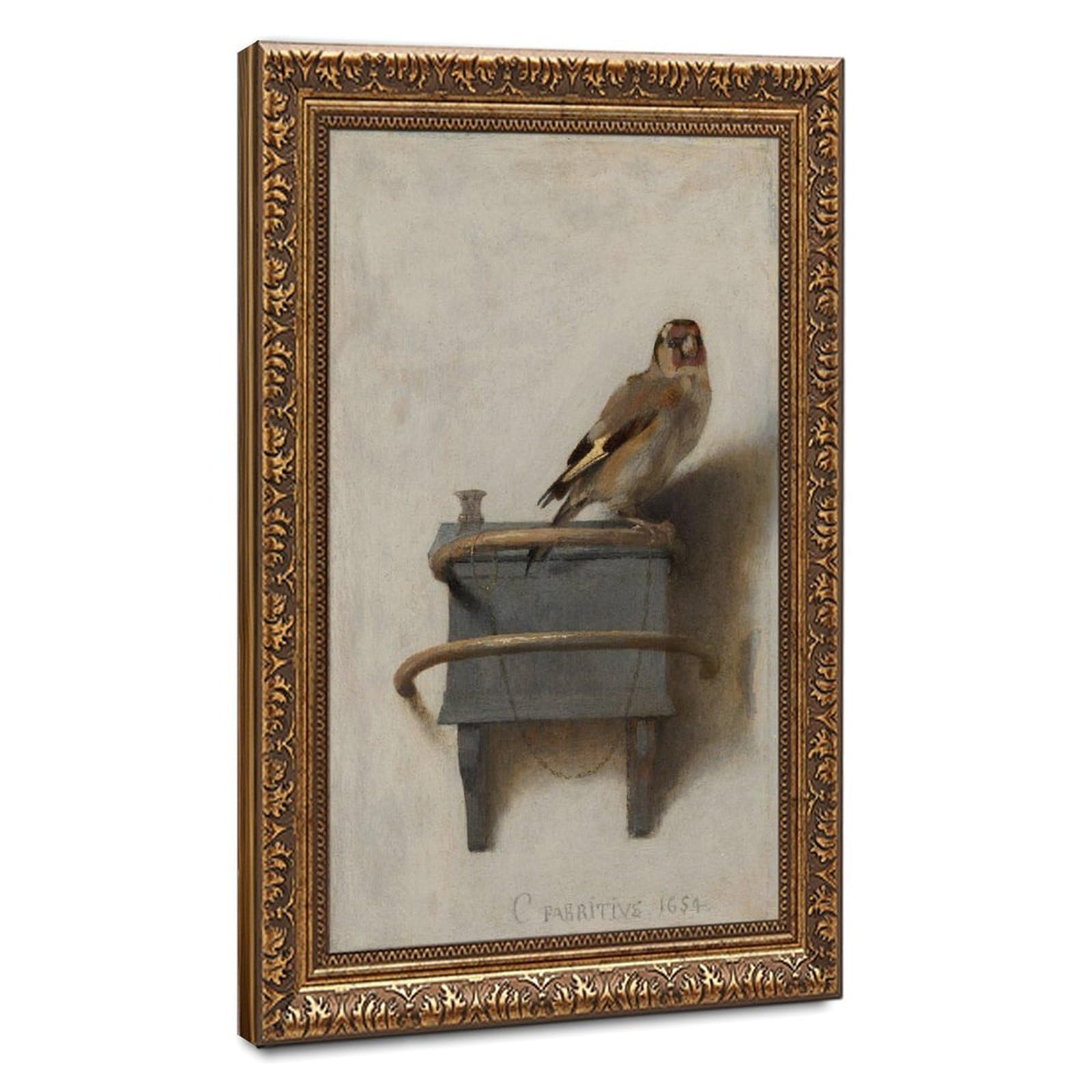 WCYB The Goldfinch by Carel Fabritius Posters Prints Canvas Deco Paintings Wall Art Hangable Frame 24" L X 36" W