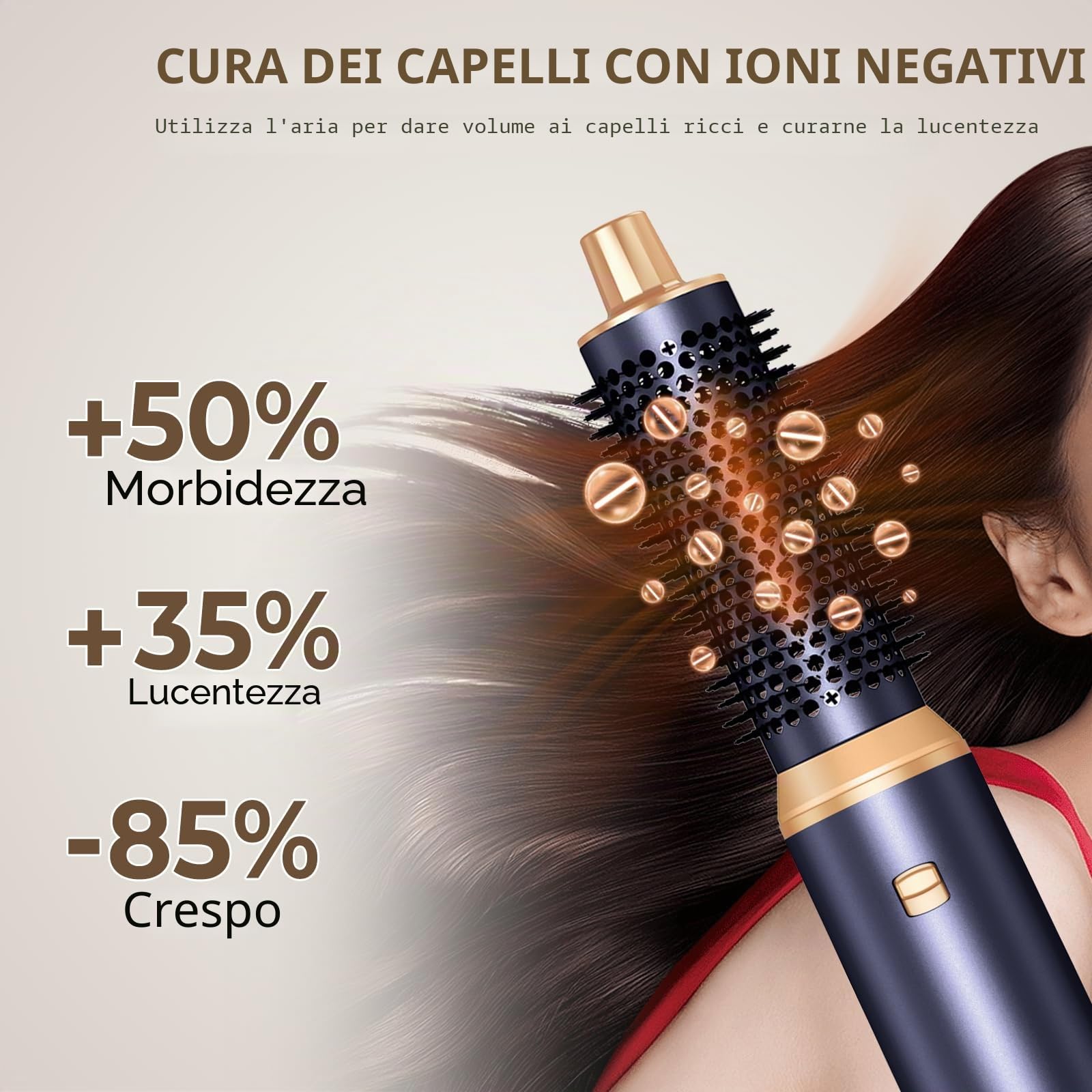 UKLISS Spazzola Asciugacapelli & Hair Styler 5 in 1, Airstyler con Arricciacapelli Automatico, Hair Dryer, Spazzola ad Aria Calda, Spazzola Lisciante Capelli per Ricci, Volumizzante, Lisciante - Blu