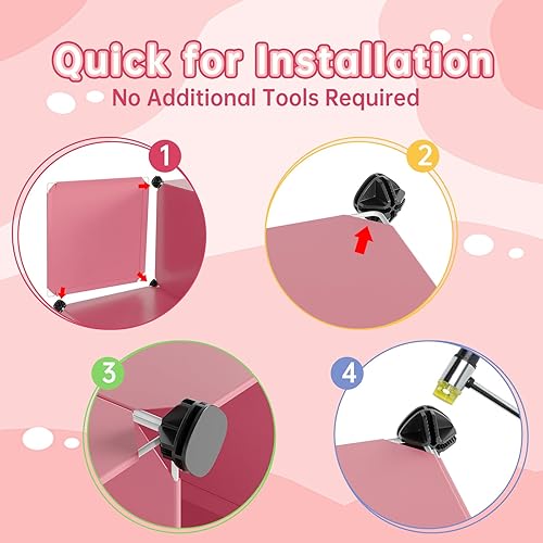 Miniatura 9 de MAGINELS Armario para Niños Cómoda Infantil Lindo Armario Portátil para Bebé Armario de Dormitorio Perchero de Almacenamiento para Colgar Ropa