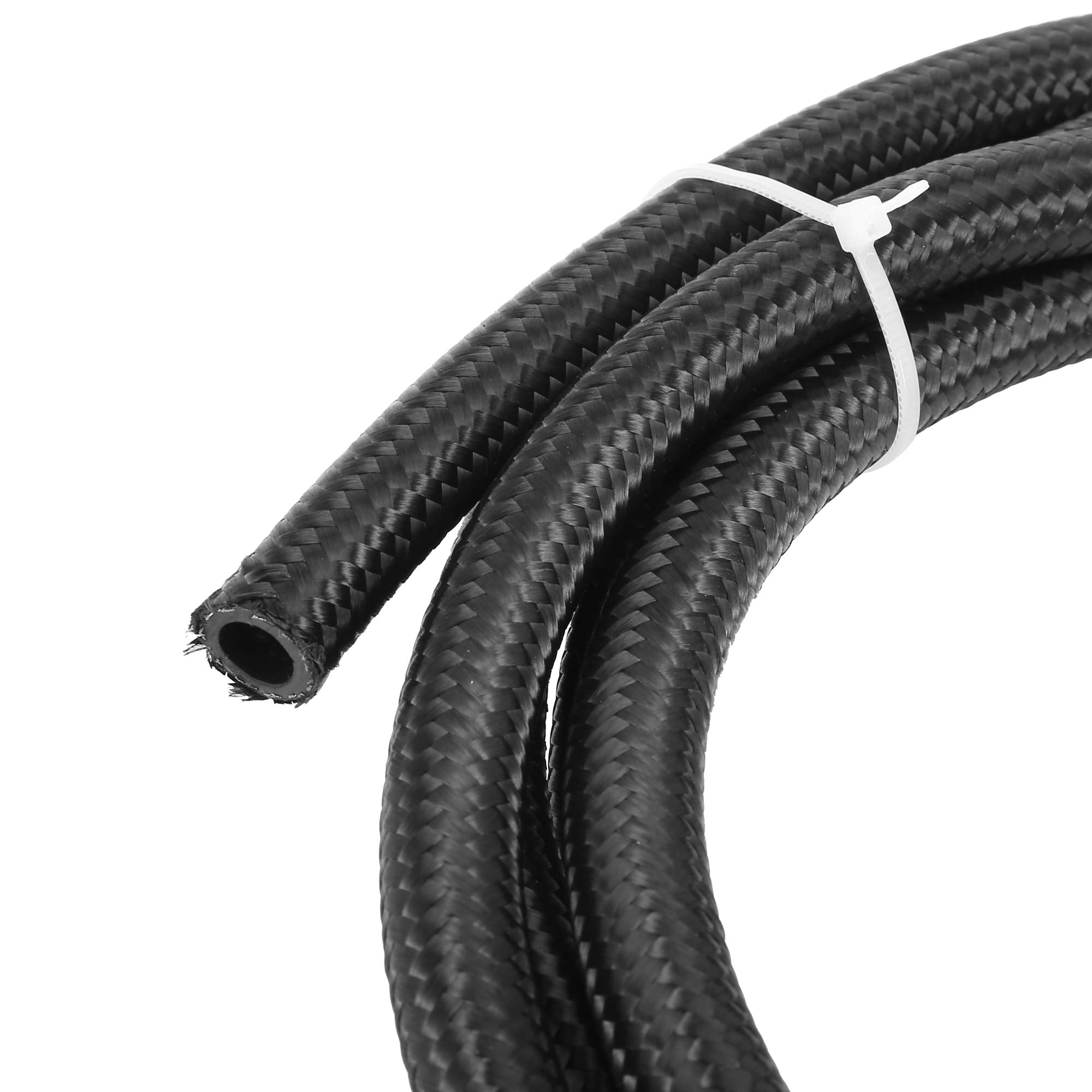 X AUTOHAUX Manguera De Combustible Trenzada CPE 10ft 3/8" Kit Para Coche | AN6, 8mm ID, 15mm OD; 10Pies; Incluye 2 Rectas, 2 De 45°, 2 De 90°, 6 Juntas; Fácil Instalación; Sin Fugas Alta Presión