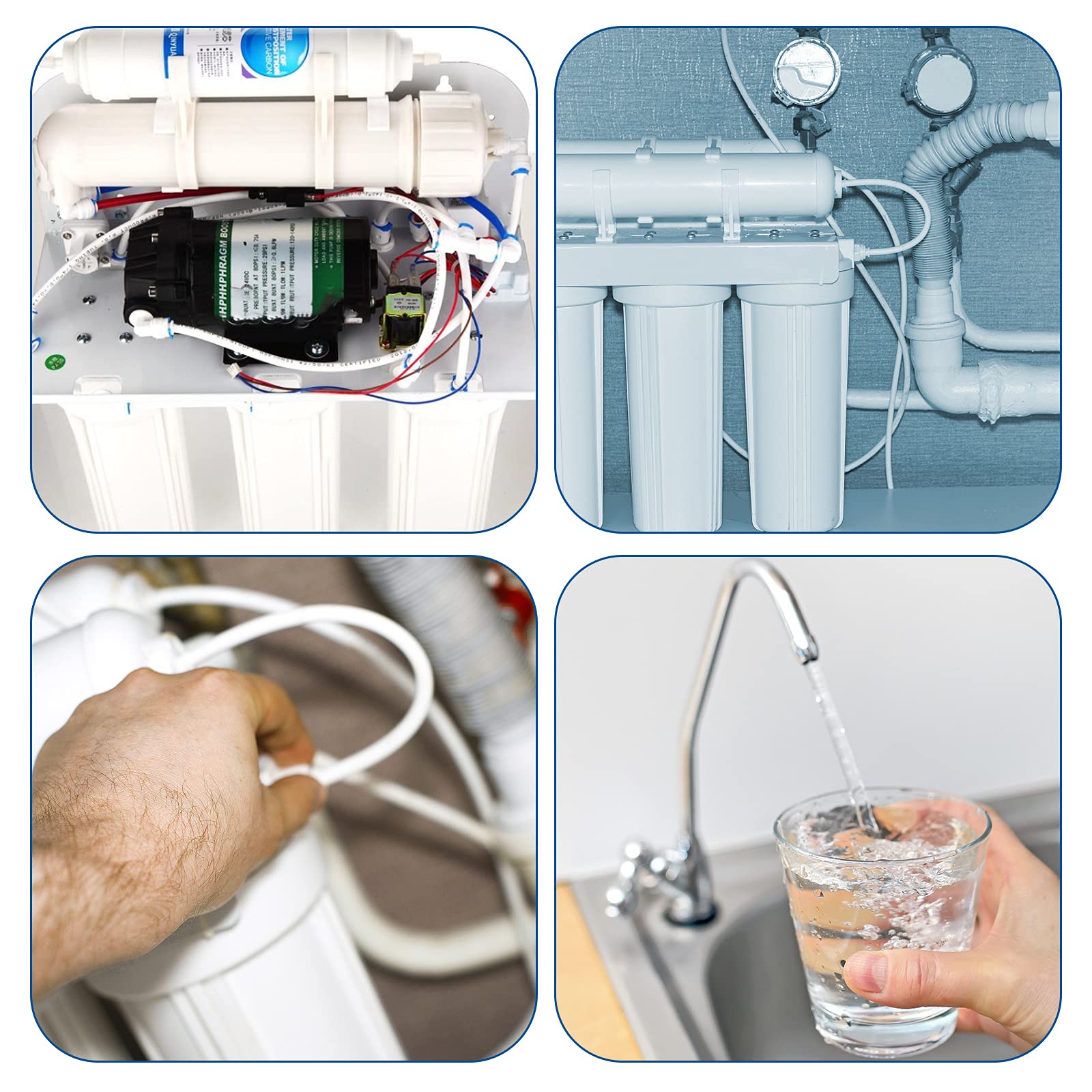 Juego de conexión para tubería de entrada de agua, manguera de frigorífico de 15 m de 6,35 mm, sistema de ósmosis inversa para frigorífico, conector de manguera (1/4"), cortador de tubos