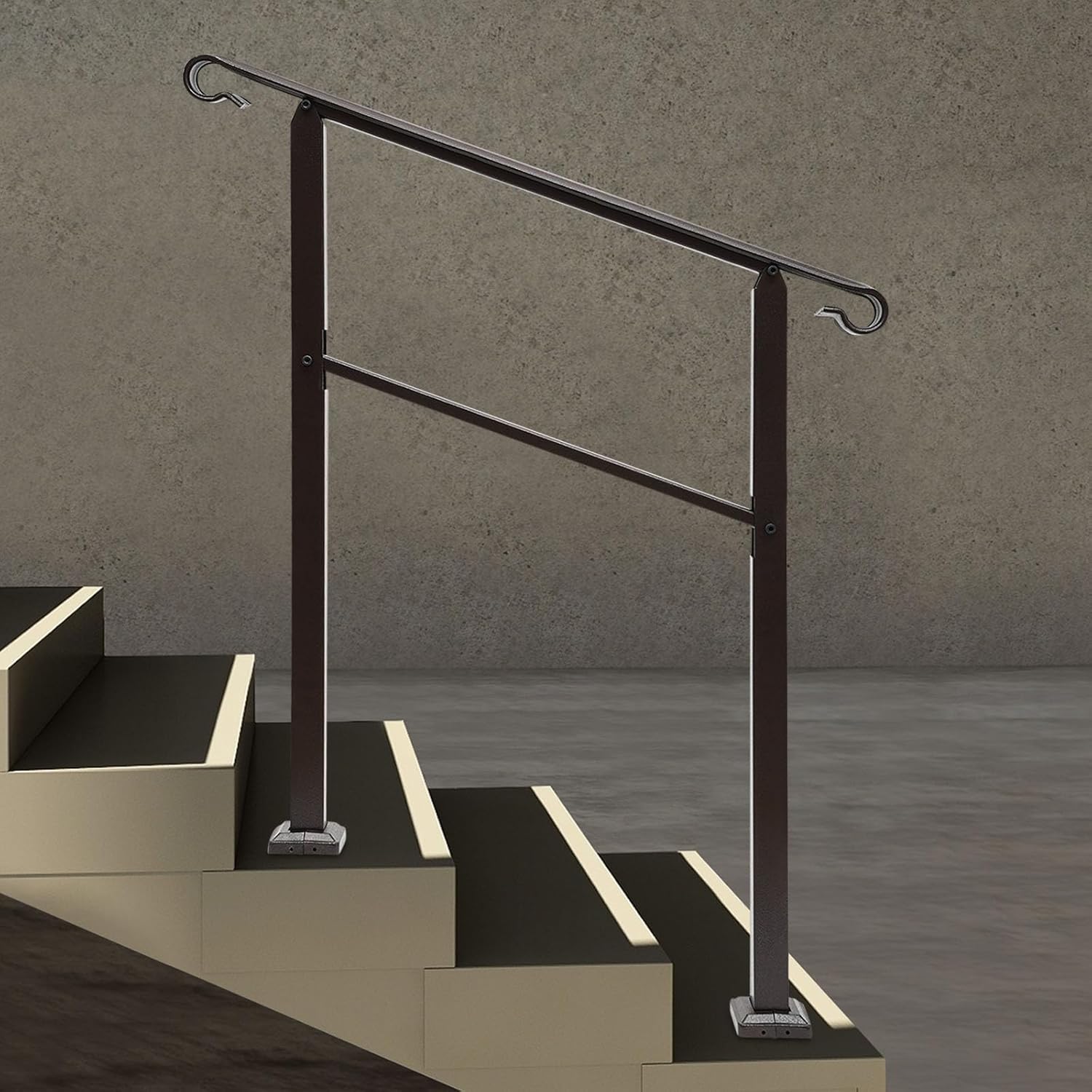 Handrails for Outdoor, Staircase Handrail, Porch- 3 Feet Grab Bars,Stair Railing Indoor-for Stairs with Installation Kit, for Steps,Fits Garage (A, Dark Brown)