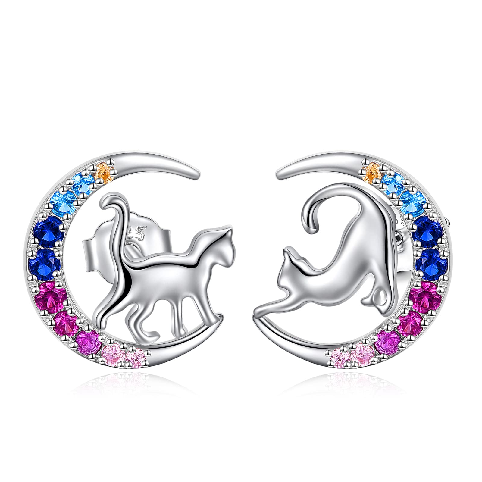 YFN Orecchini Animale Argento Sterling Animale Carino Luna Orecchino Borchie Regali per Donne Ragazze
