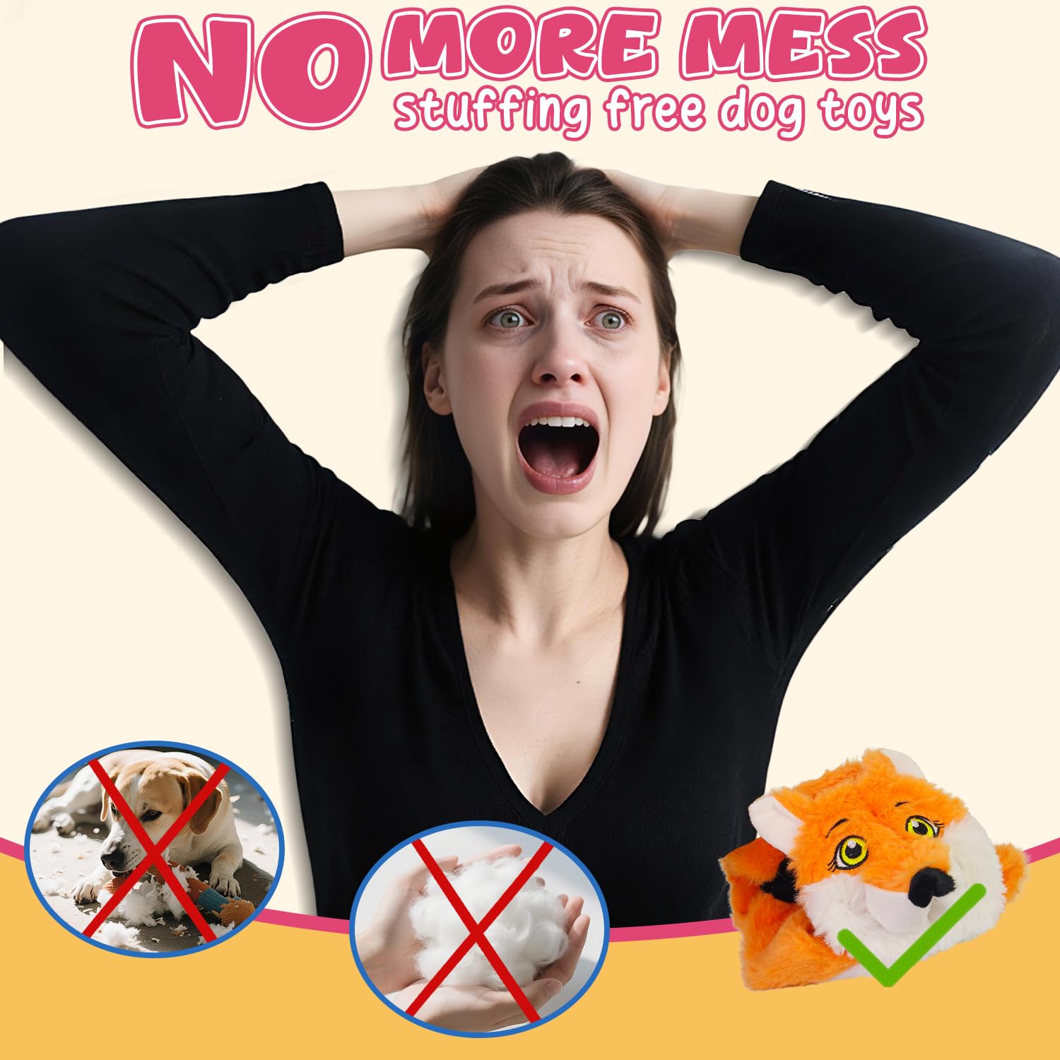 Quietschspielzeug für Hunde, ohne Füllung, mit Knistern und Quietschern, niedliches Tier-Plüsch, um sie beim Tauziehen zu beschäftigen, geeignet für drinnen und draußen, 3 Stück