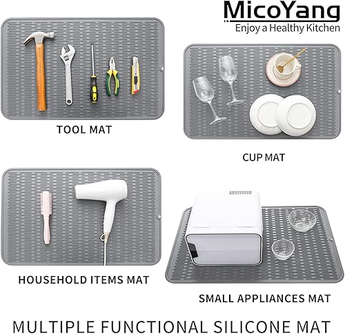 Miniatura 900 de Tapete de silicona para secado de platos para múltiples usos, fácil de limpiar, ecológico, resistente al calor, tapete de silicona para encimera
