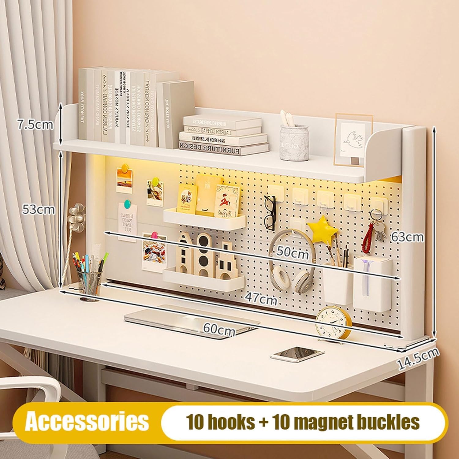 Estante organizador de escritorio con bandeja ajustable, estantería de 2 niveles para accesorios de mesa y suministros de escritorio, solución de almacenamiento eficiente para el hogar y la oficina