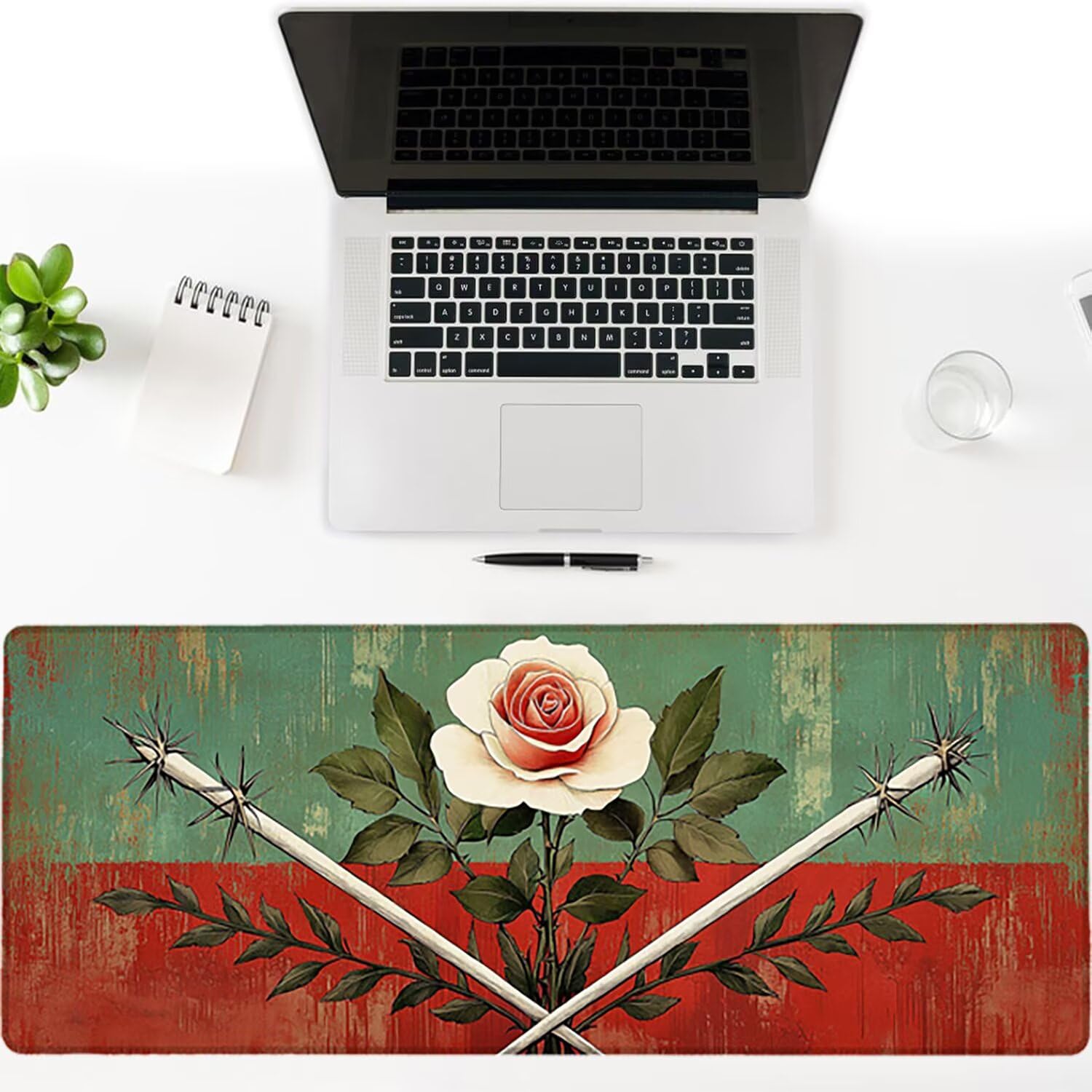 Podkładka pod mysz XXL Flower - 1400x600x3mm - Retro duża mata na biurko z przeszytymi krawędziami Wodoodporna antypoślizgowa do PC, laptopa poprawia precyzję i szybkość. -36292