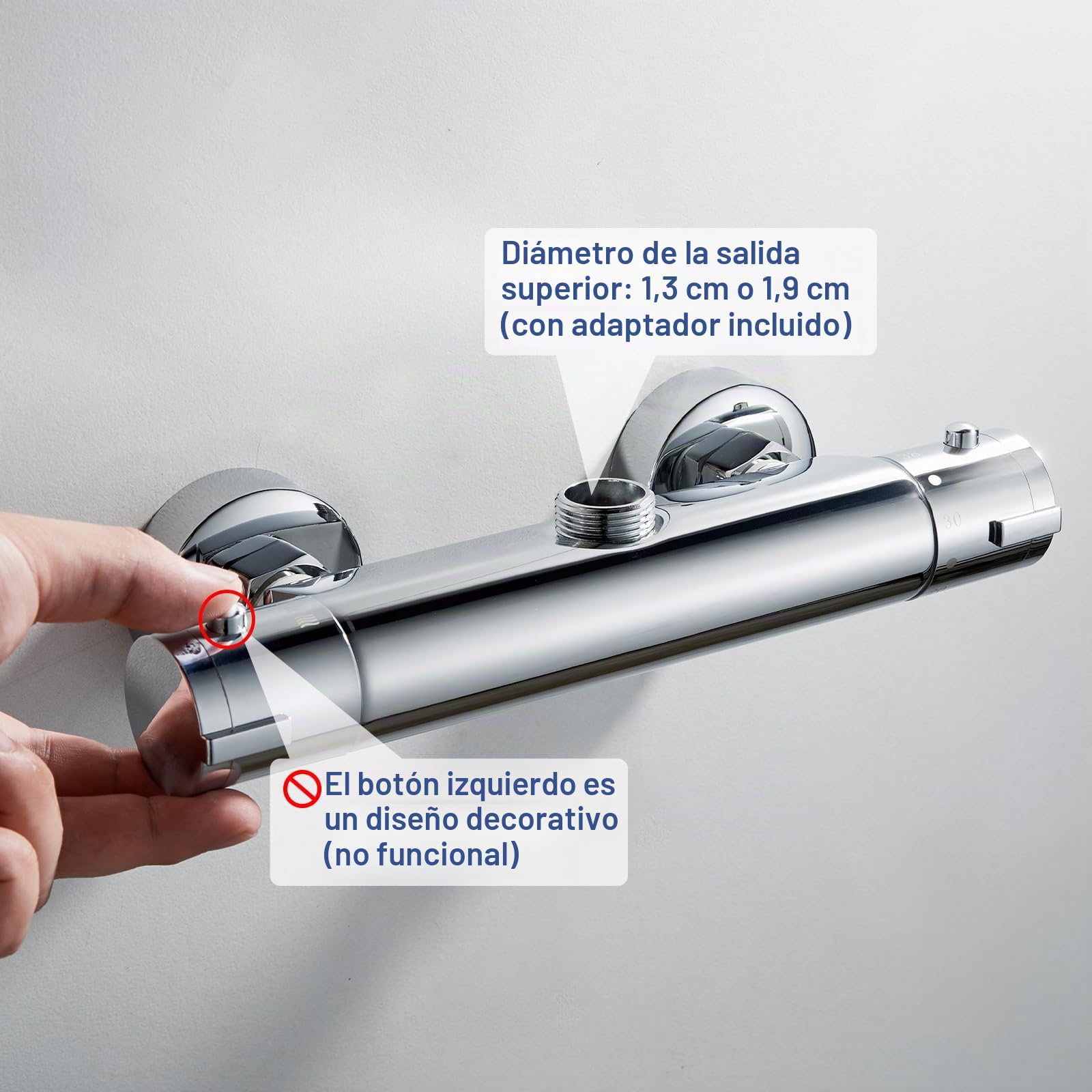 Mezclador termostático de ducha con salida superior G3/4, válvula mezcladora termostática de latón para ducha con barra antiquemaduras, mezclador de agua caliente y fría con control de temperatura
