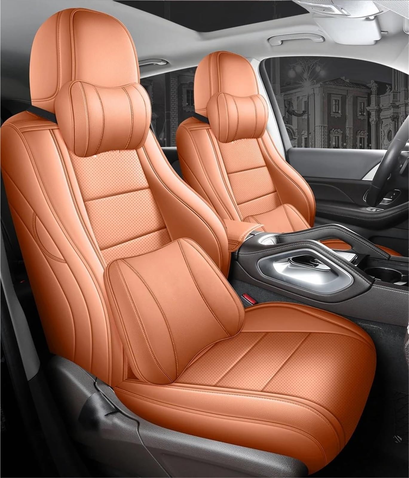 Van Seat Covers For VW For Passat B7 2012 2013 2014 2015 Custom Full Covered Leather Car Seat Covers Set Interior Accessories(البرتقالي)