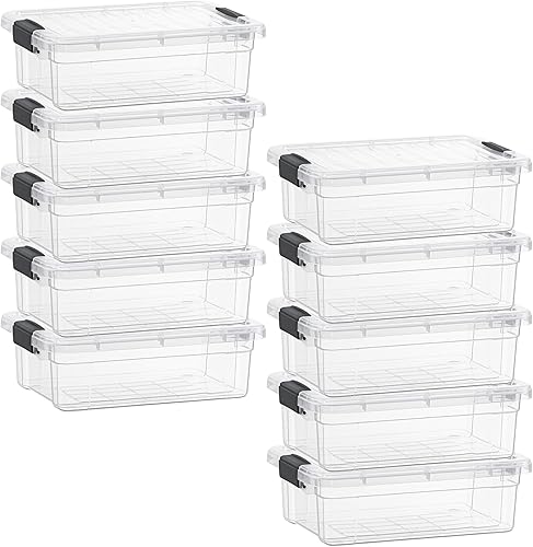 Miniatura 66 de Superio Cajas de almacenamiento transparentes con tapas, contenedores de plástico de 8.75 cuartos de galón para organizar, cajas apilables, sin BPA,